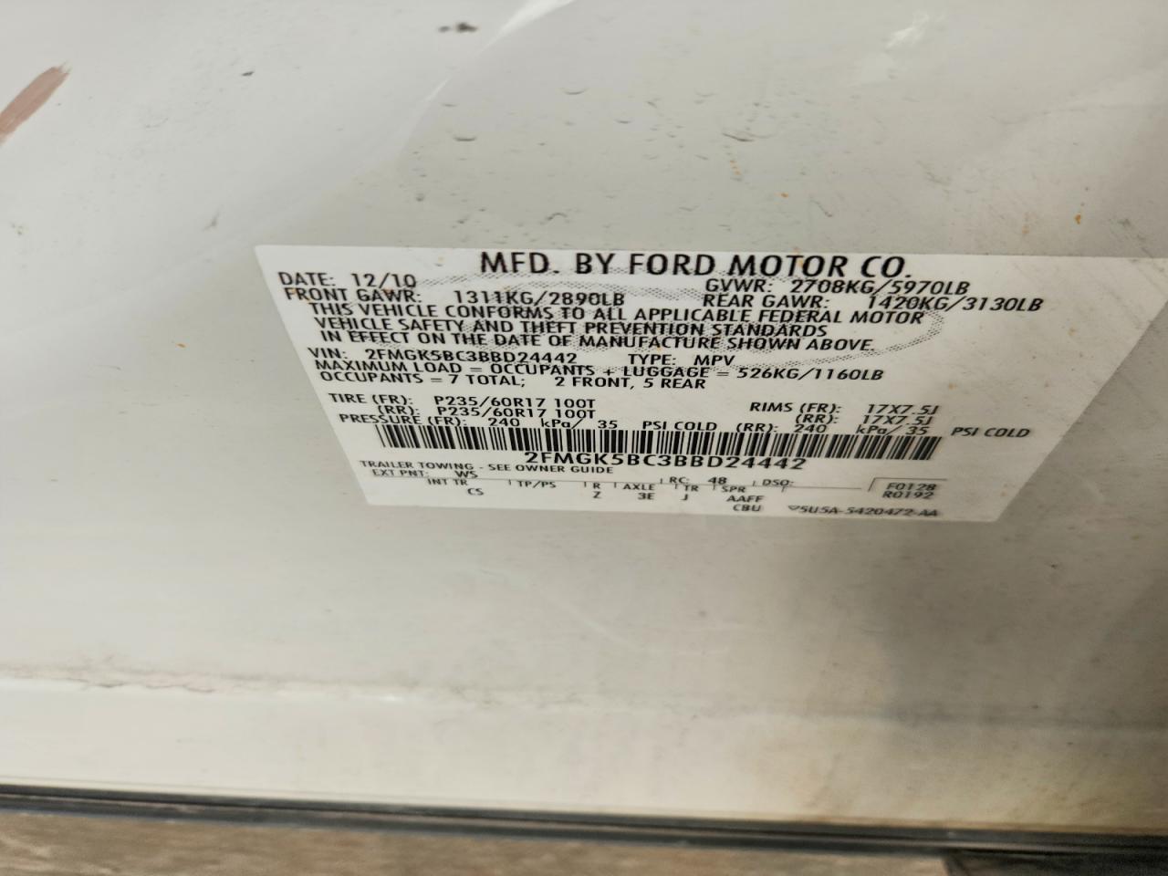 2011 Ford Flex Se Белый vin: 2FMGK5BC3BBD24442