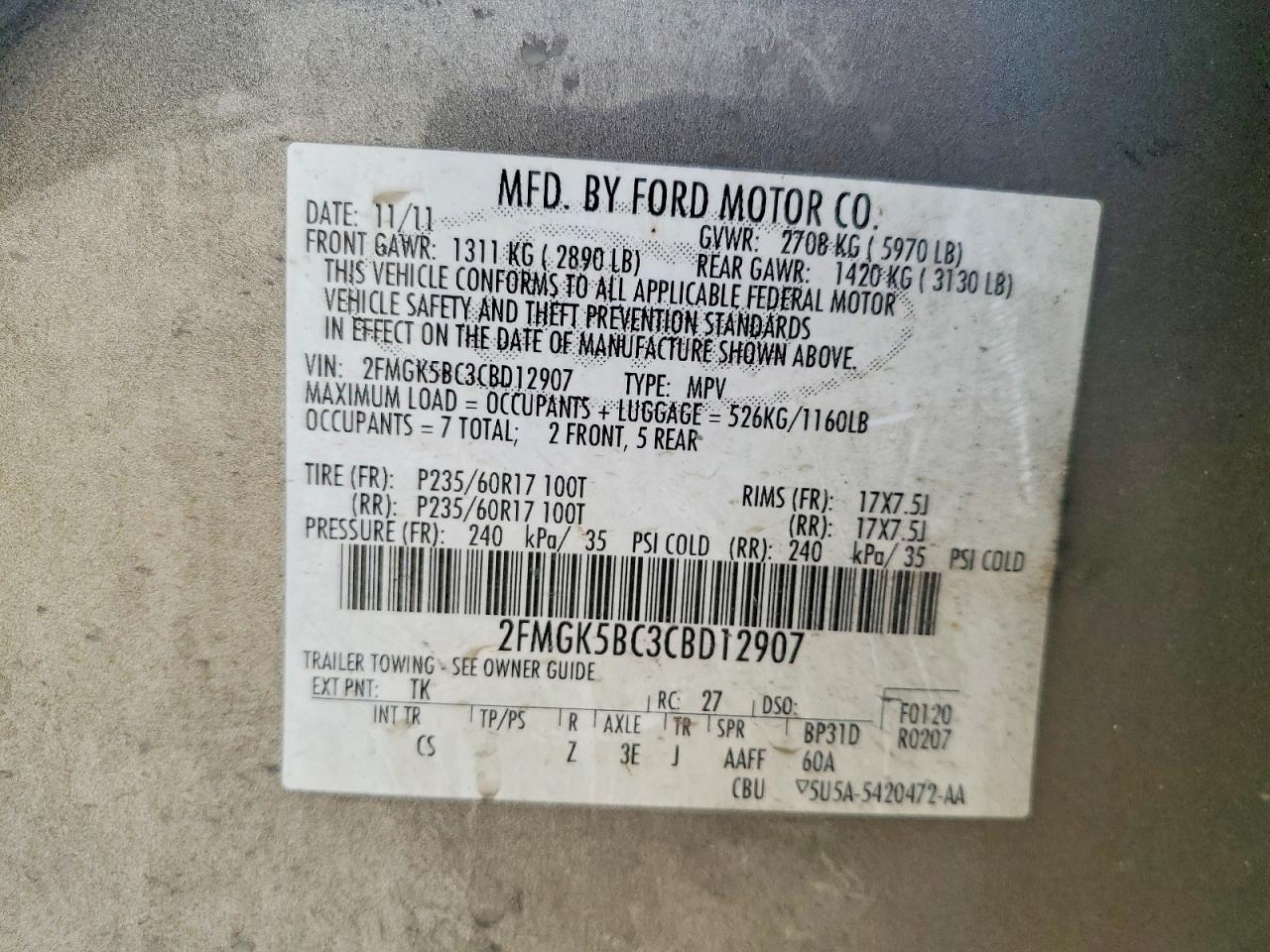 2012 Ford Flex Se Gray vin: 2FMGK5BC3CBD12907