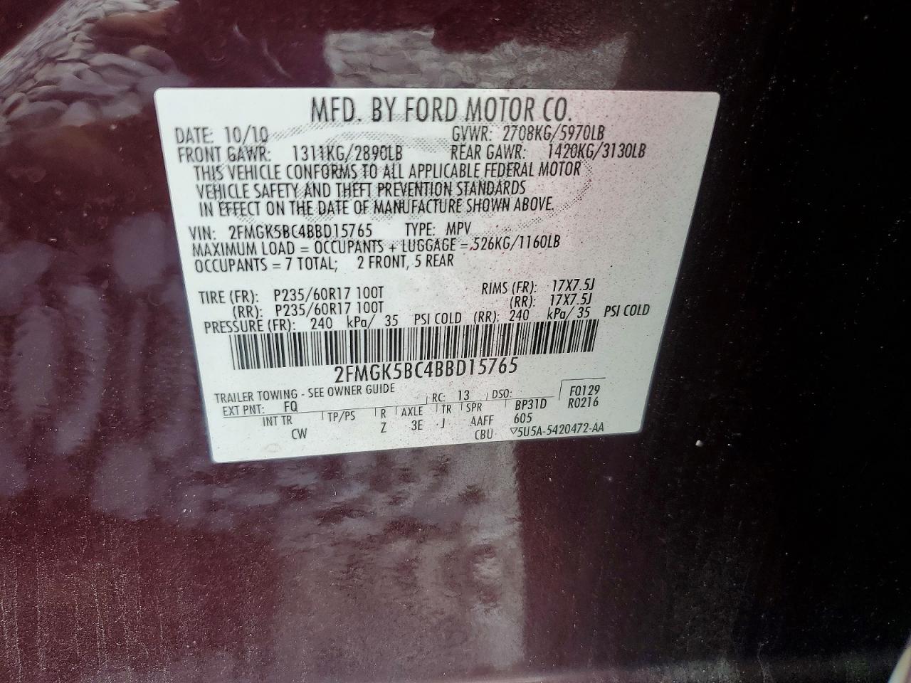 2011 Ford Flex Se Purple vin: 2FMGK5BC4BBD15765
