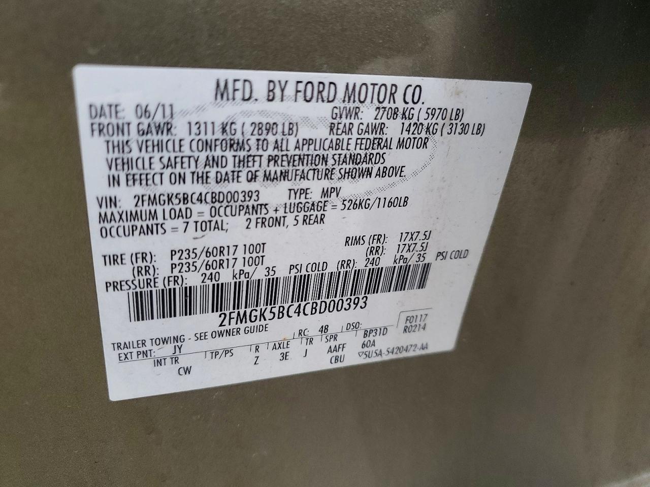 2012 Ford Flex Se Green vin: 2FMGK5BC4CBD00393