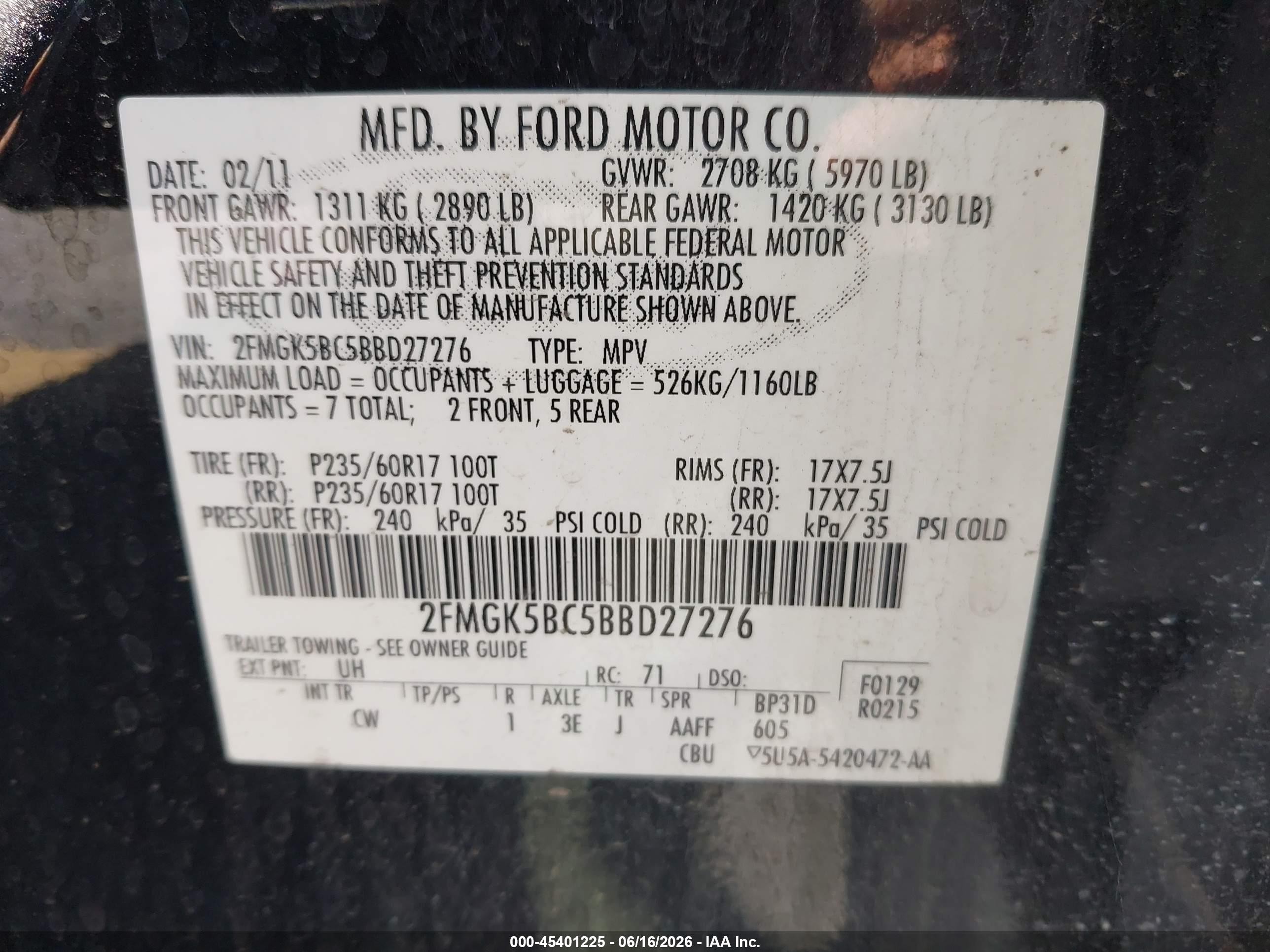 2011 Ford Flex Se Black vin: 2FMGK5BC5BBD27276