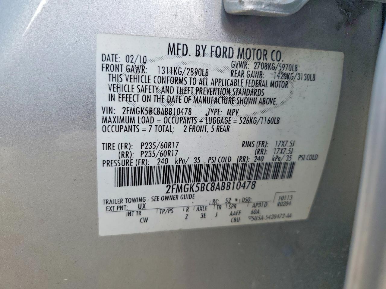 2010 Ford Flex Se Silver vin: 2FMGK5BC8ABB10478