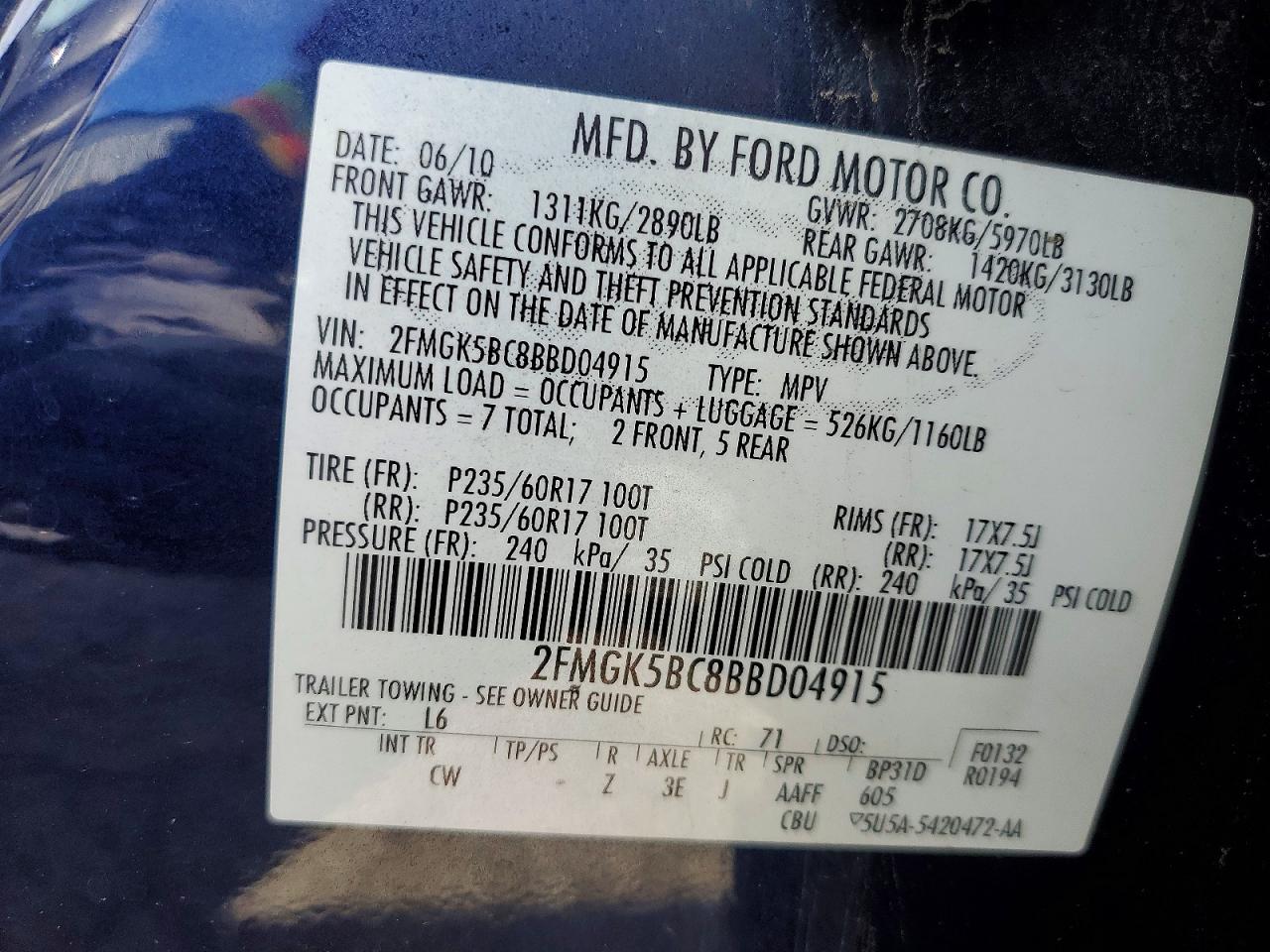 2011 Ford Flex Se Blue vin: 2FMGK5BC8BBD04915