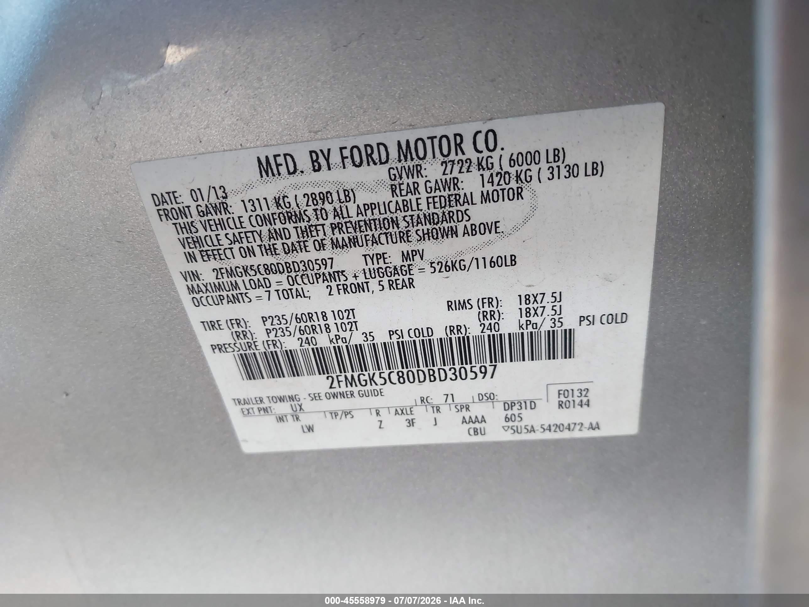 2013 Ford Flex Sel Silver vin: 2FMGK5C80DBD30597