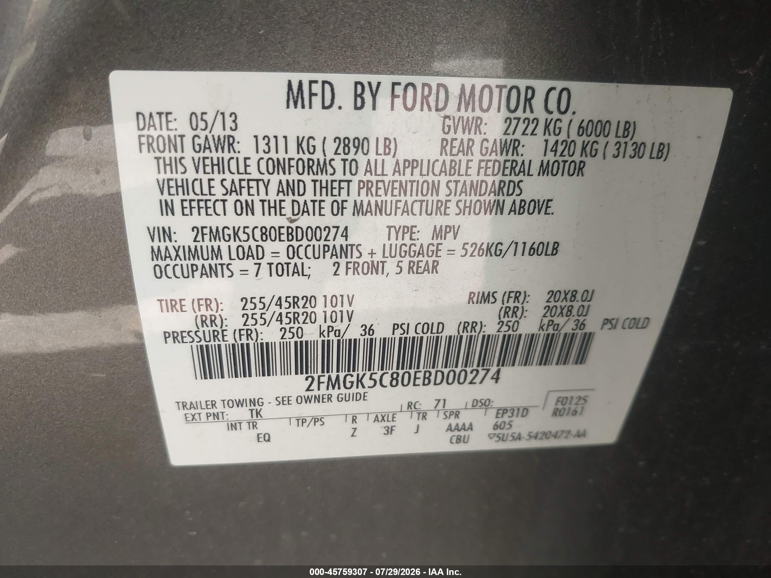 2014 Ford Flex Sel Gray vin: 2FMGK5C80EBD00274
