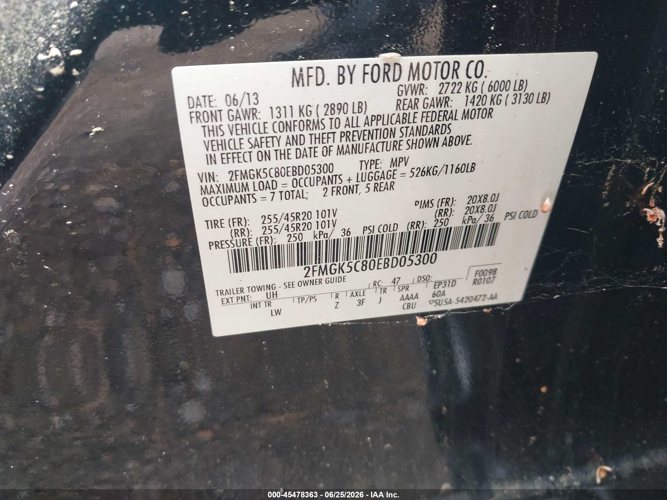 2014 Ford Flex Sel Black vin: 2FMGK5C80EBD05300