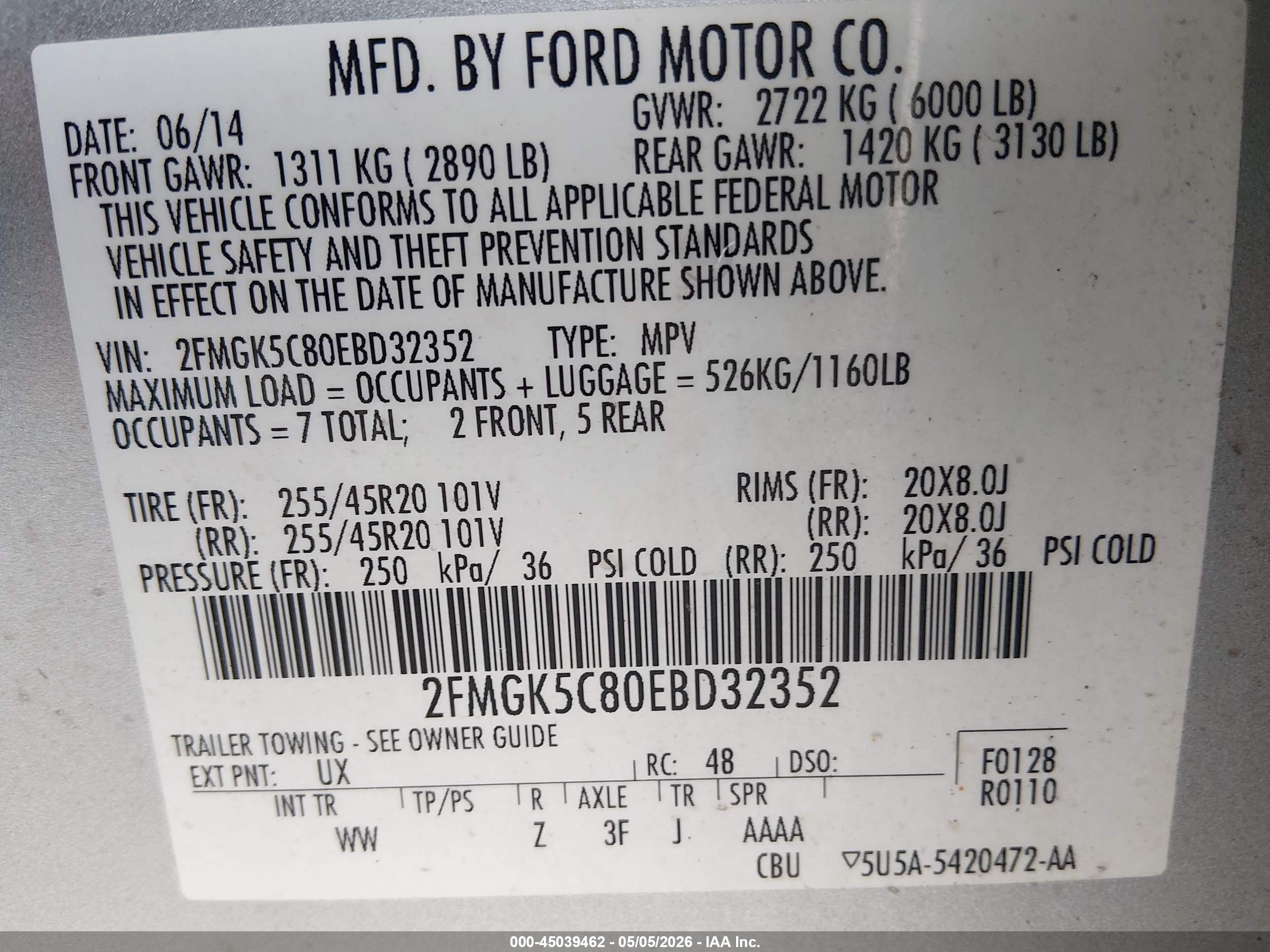 2014 Ford Flex Sel Серебряный vin: 2FMGK5C80EBD32352
