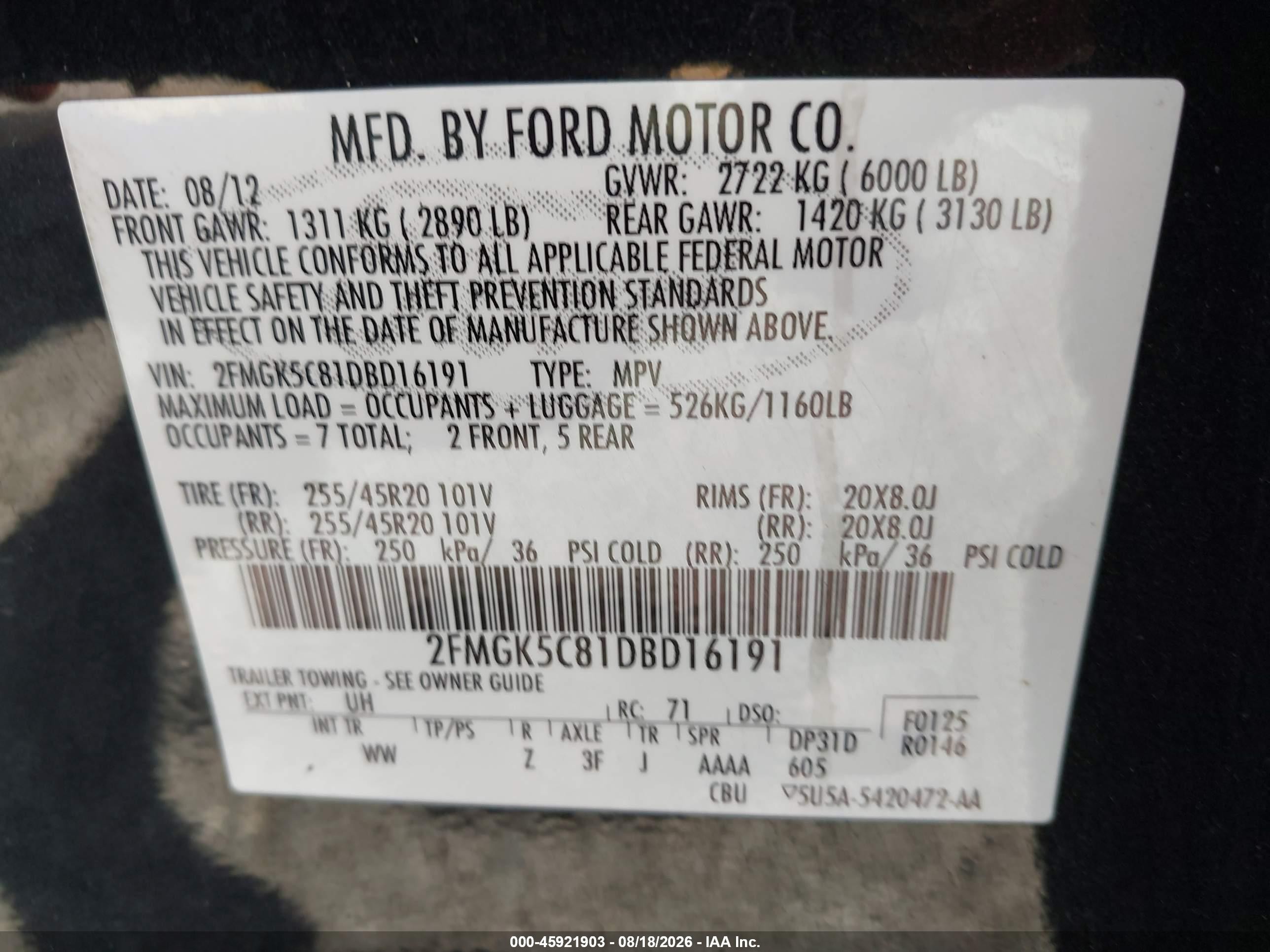 2013 Ford Flex Sel Black vin: 2FMGK5C81DBD16191