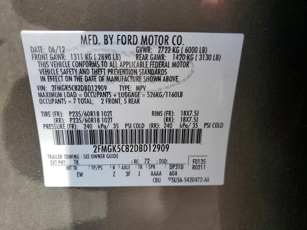 2013 Ford Flex Sel Желто-коричневый vin: 2FMGK5C82DBD12909