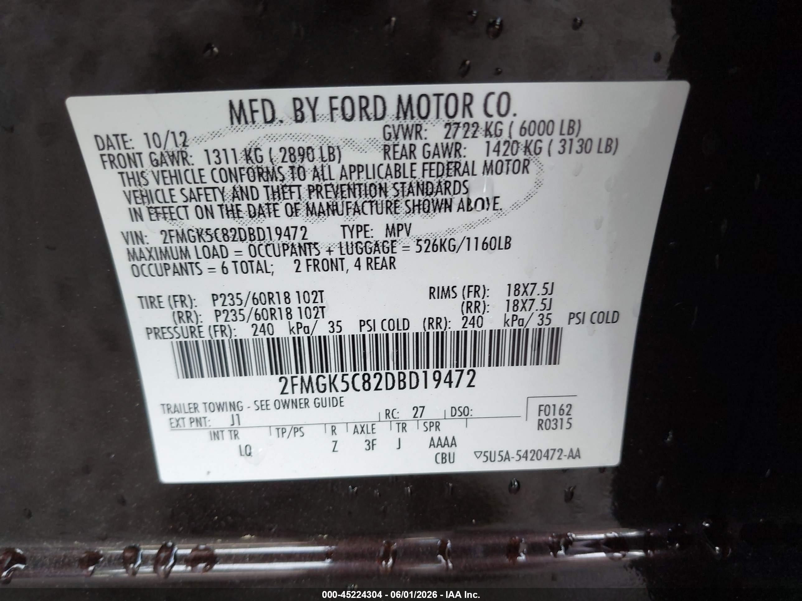 2013 Ford Flex Sel Black vin: 2FMGK5C82DBD19472