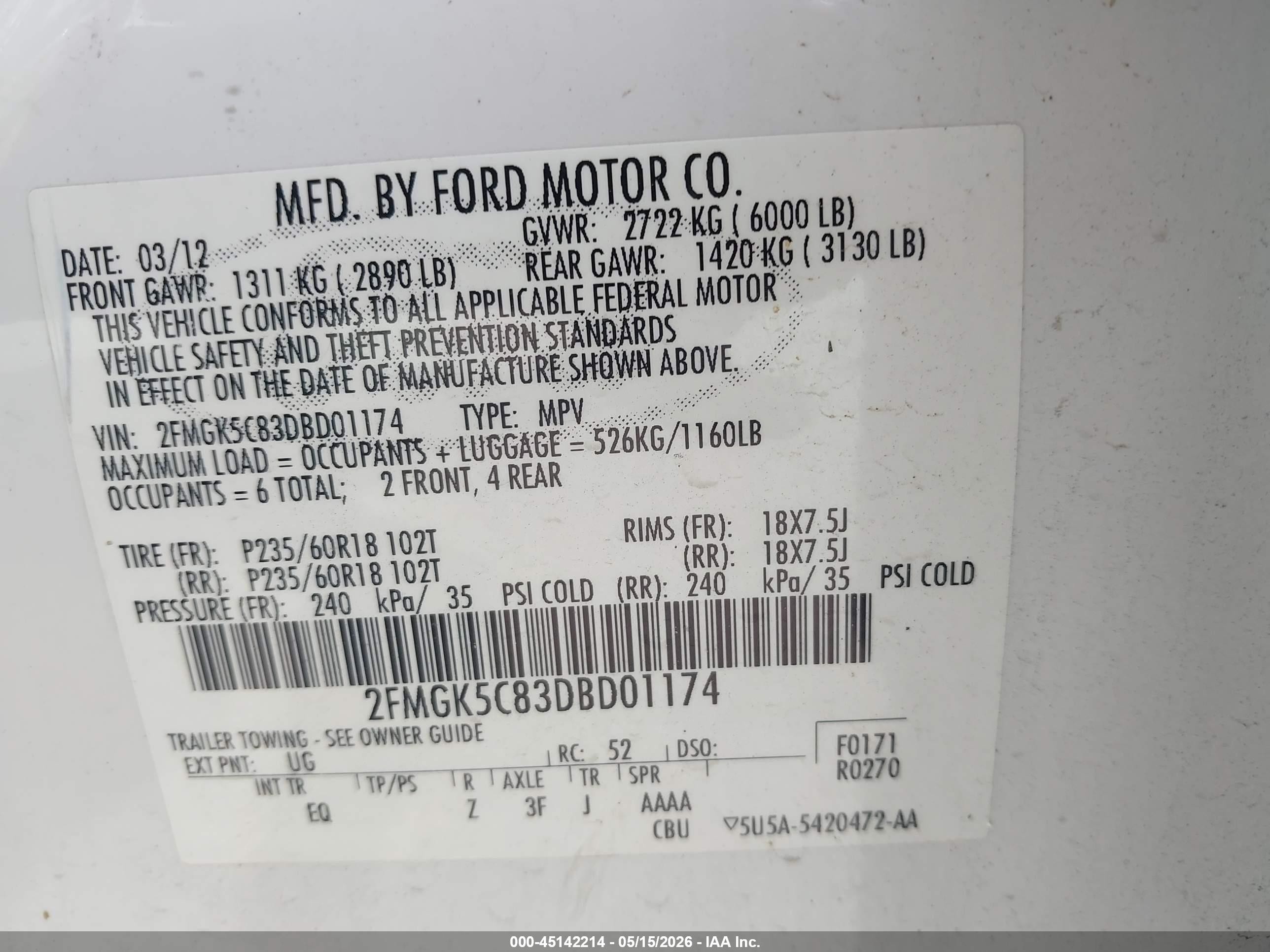 2013 Ford Flex Sel White vin: 2FMGK5C83DBD01174