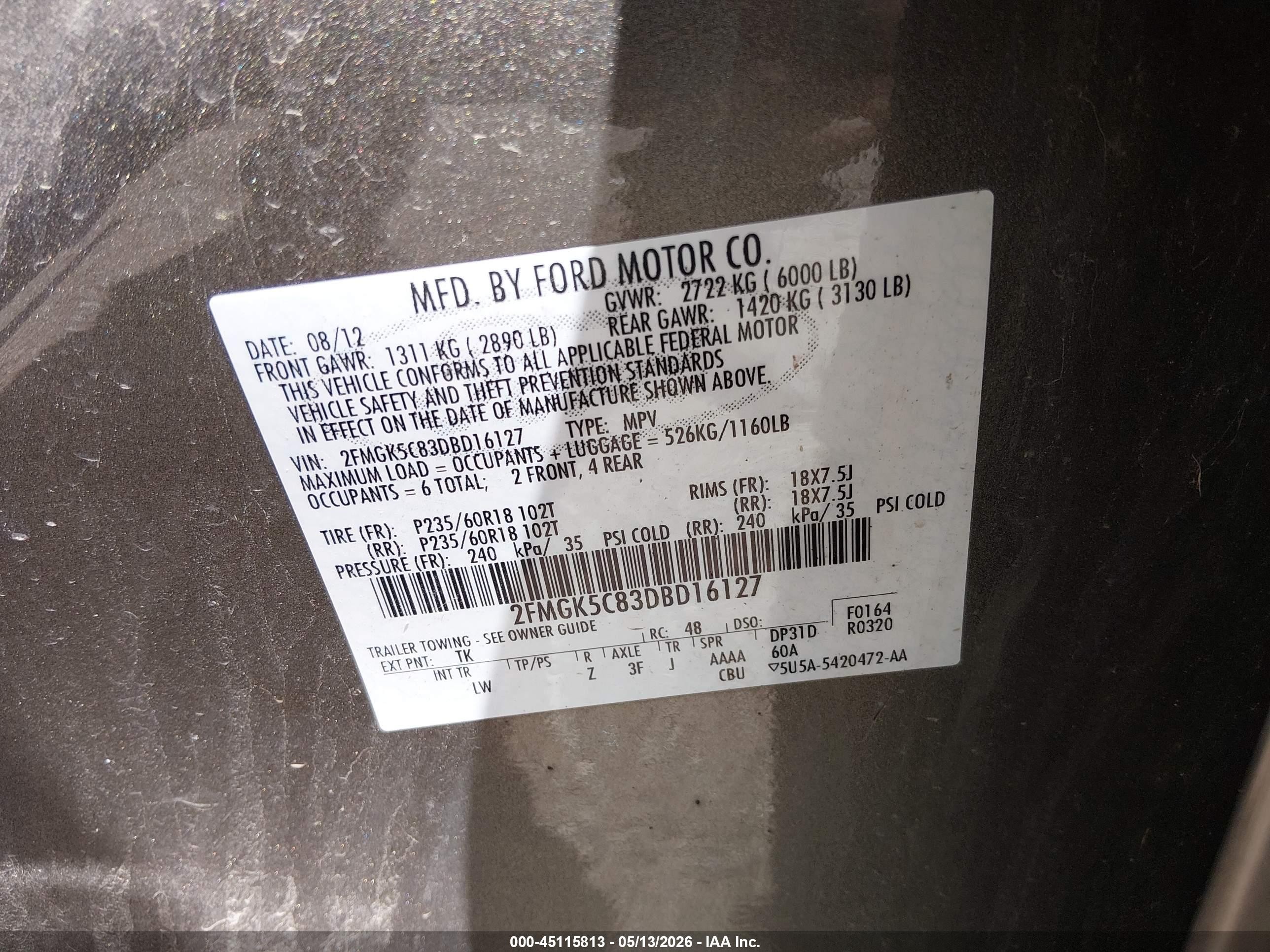 2013 Ford Flex Sel Gray vin: 2FMGK5C83DBD16127