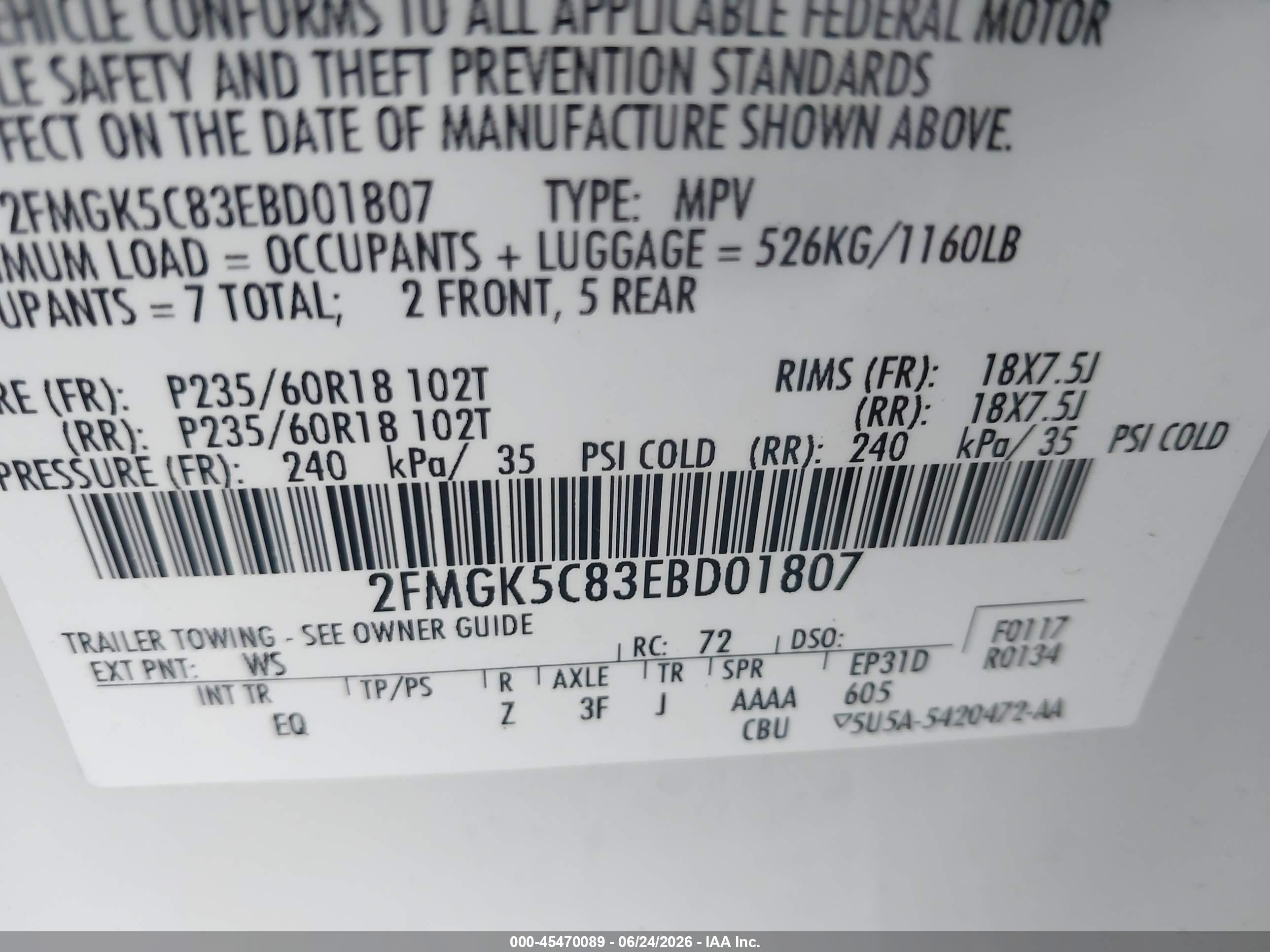 2014 Ford Flex Sel Белый vin: 2FMGK5C83EBD01807