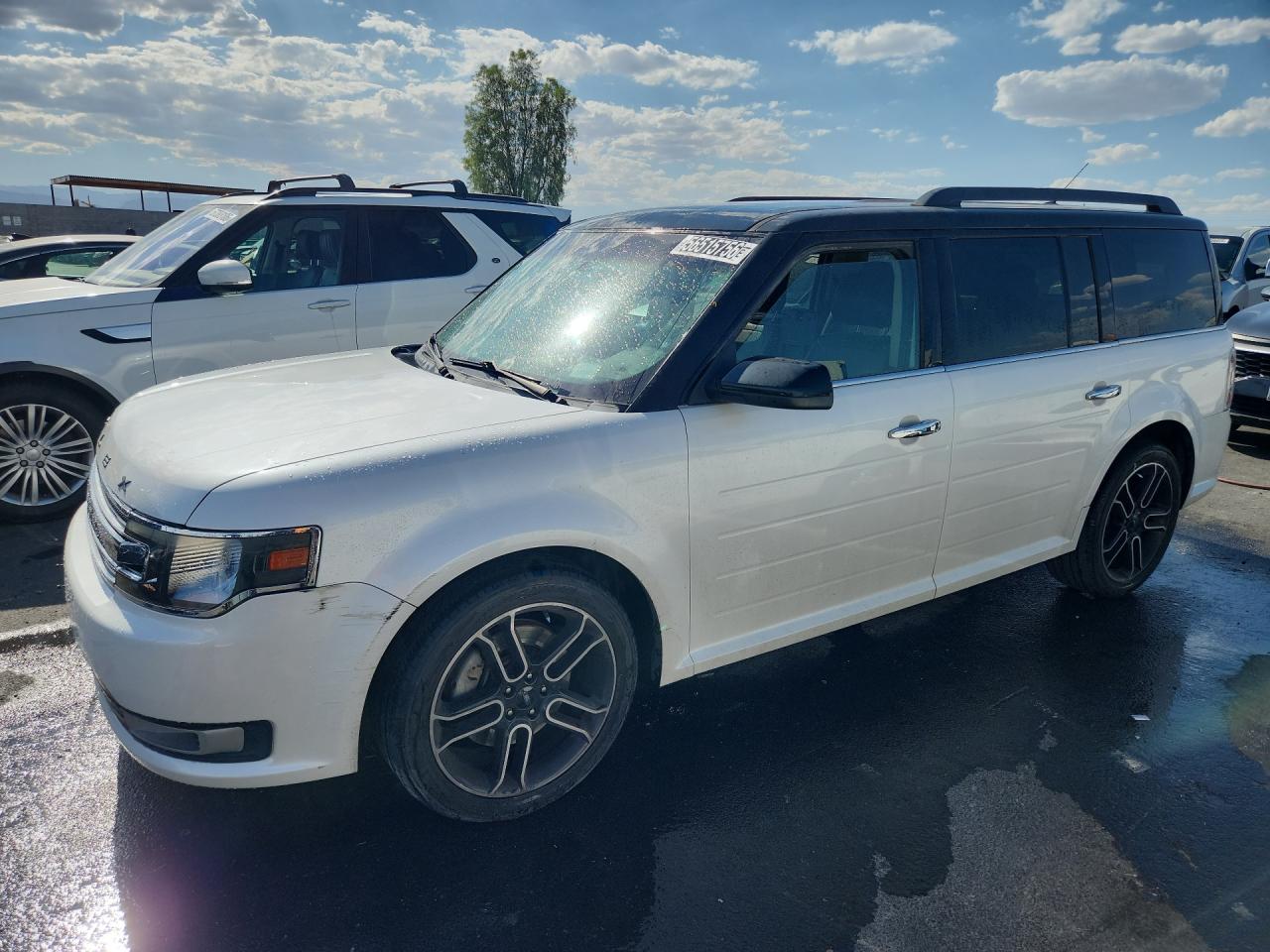 2015 Ford Flex Sel White vin: 2FMGK5C83FBA19782 Damage: Front Bumper/Cover, Heavy Scratch, 7 To 8 Inches