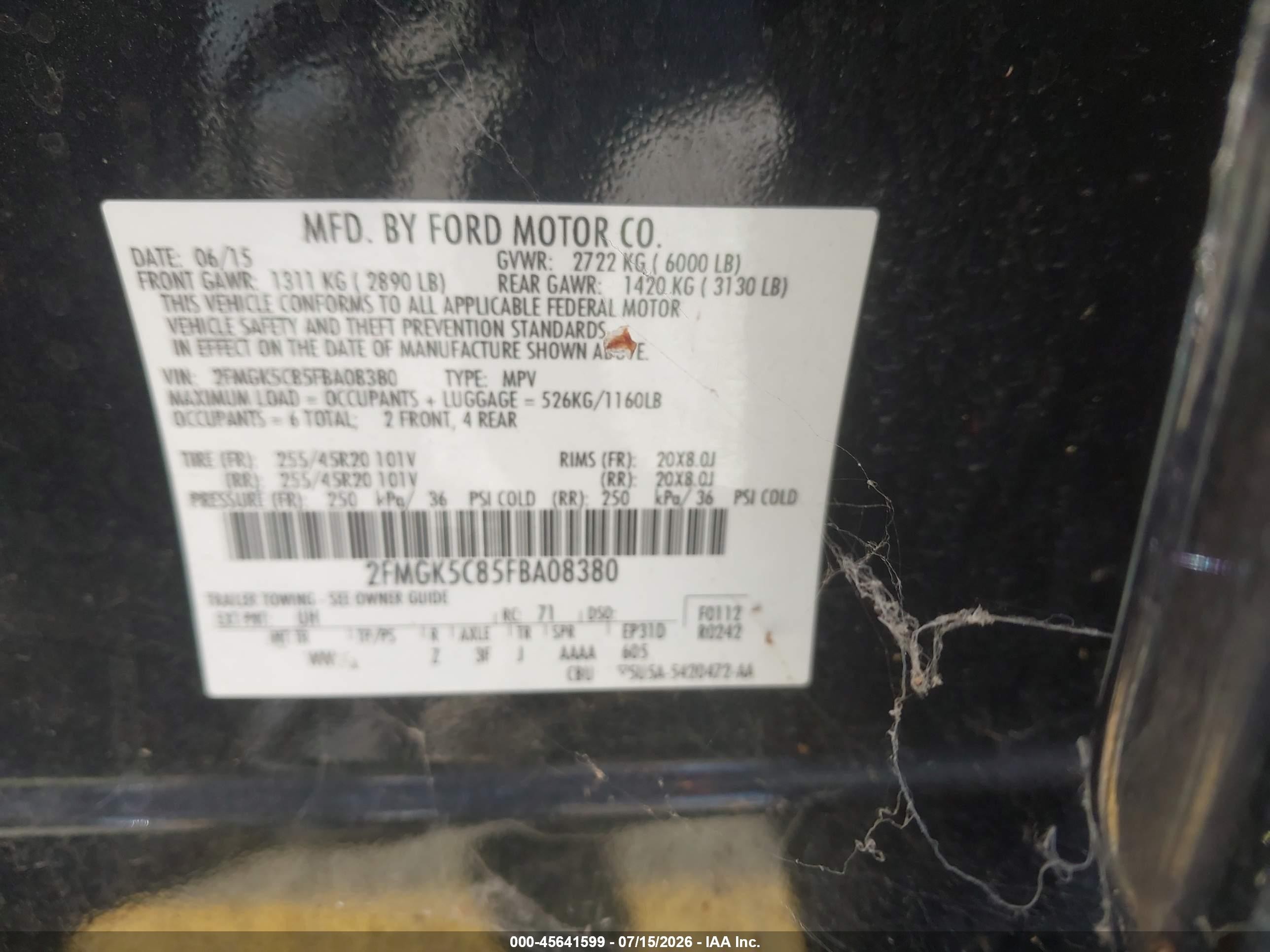 2015 Ford Flex Sel Черный vin: 2FMGK5C85FBA08380
