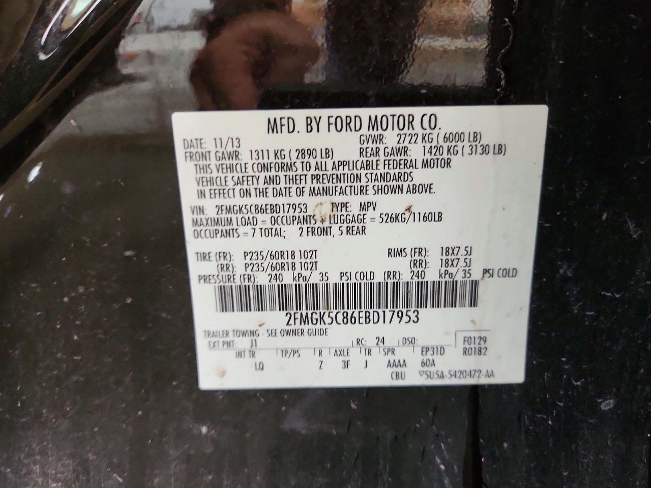 2014 Ford Flex Sel Коричневый vin: 2FMGK5C86EBD17953