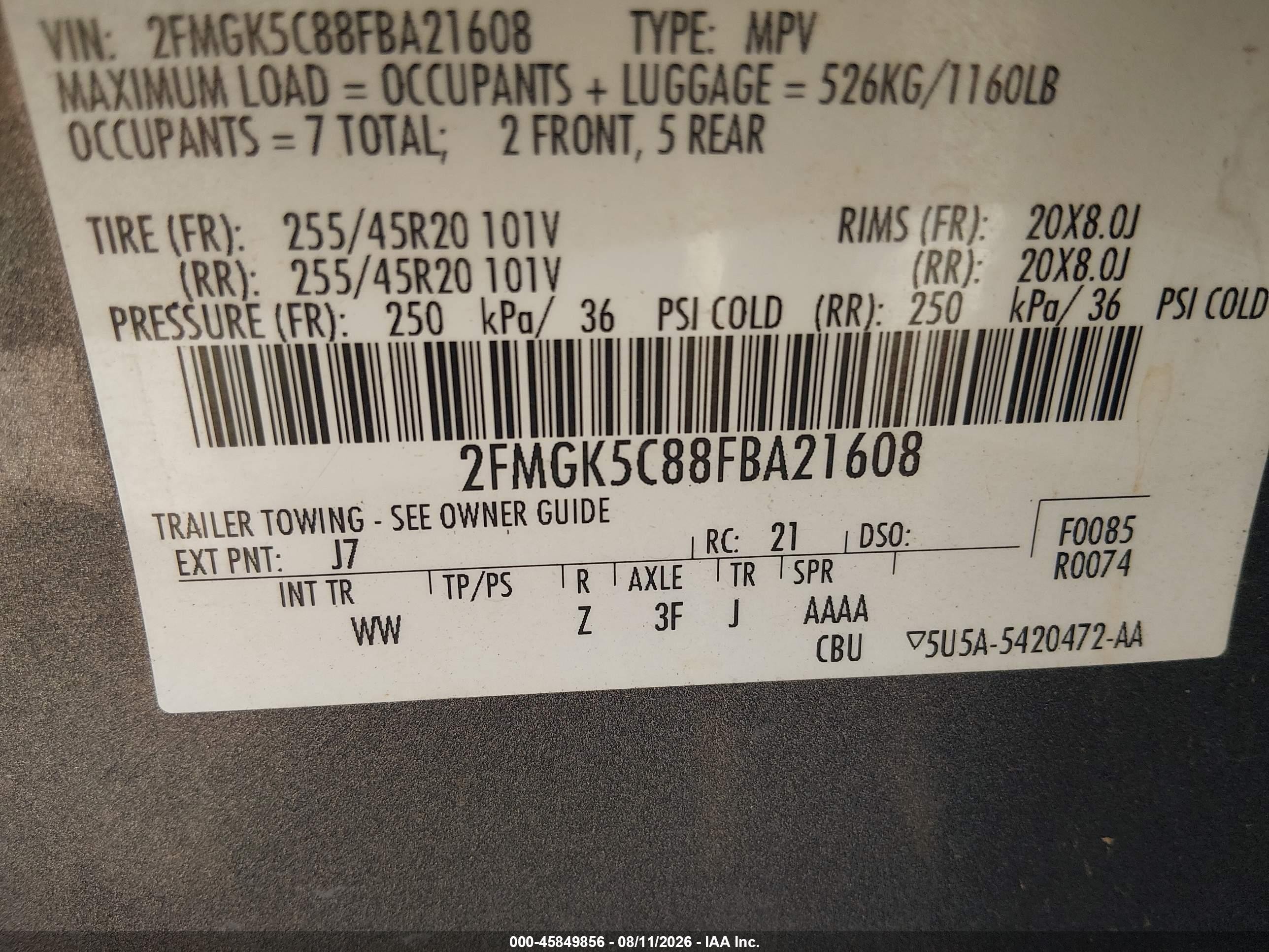 2015 Ford Flex Sel Gray vin: 2FMGK5C88FBA21608