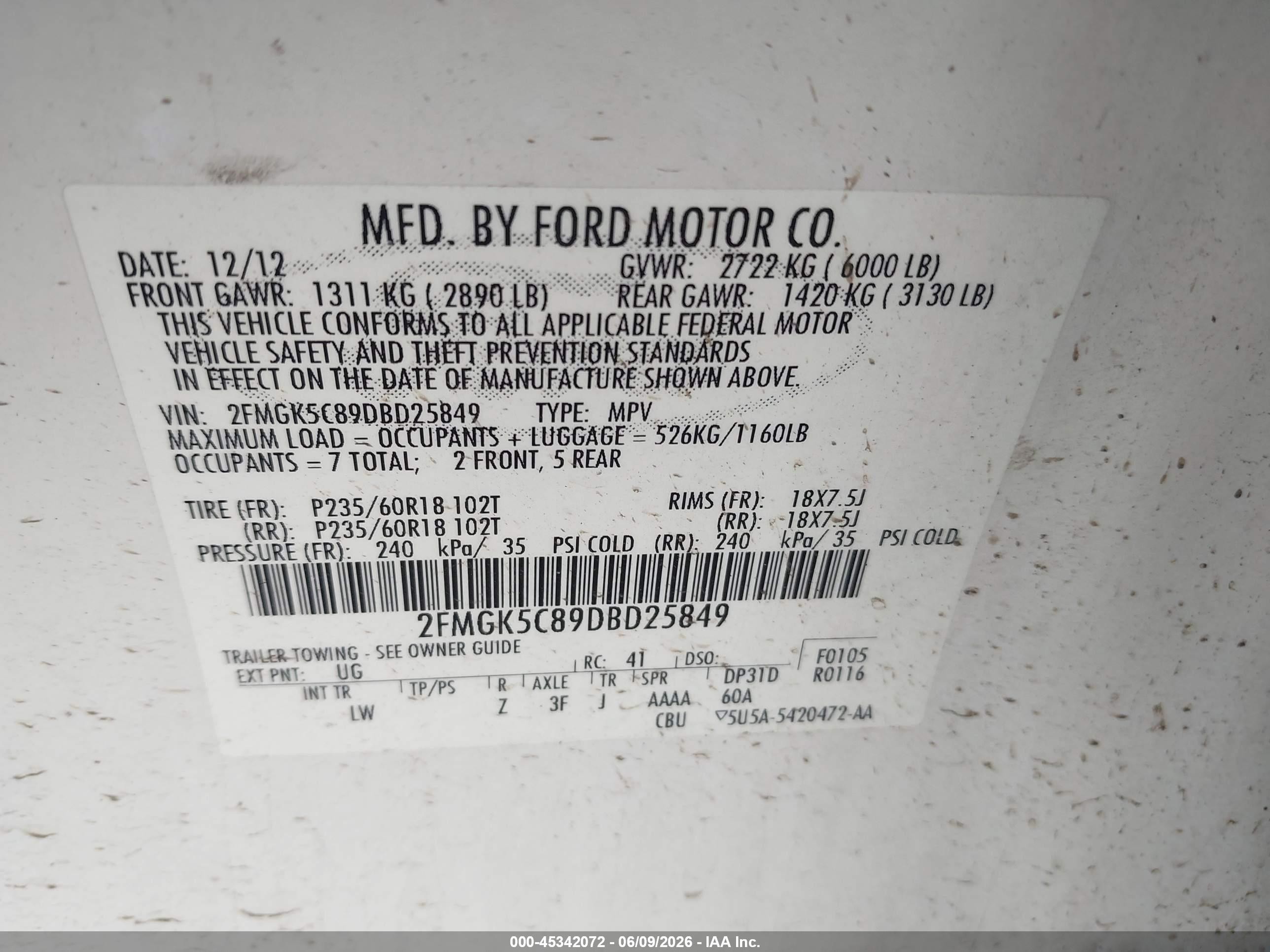 2013 Ford Flex Sel White vin: 2FMGK5C89DBD25849