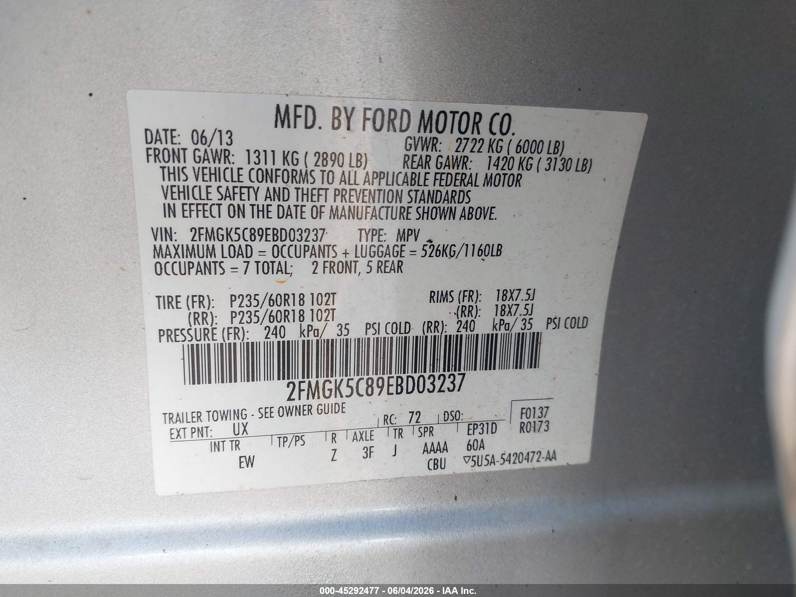 2014 Ford Flex Sel Серебряный vin: 2FMGK5C89EBD03237