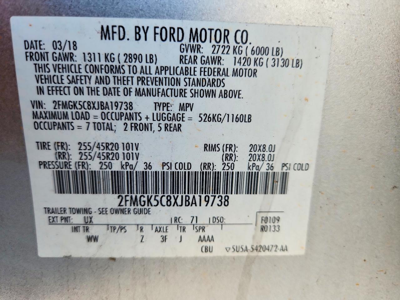 2018 Ford Flex Sel Silver vin: 2FMGK5C8XJBA19738