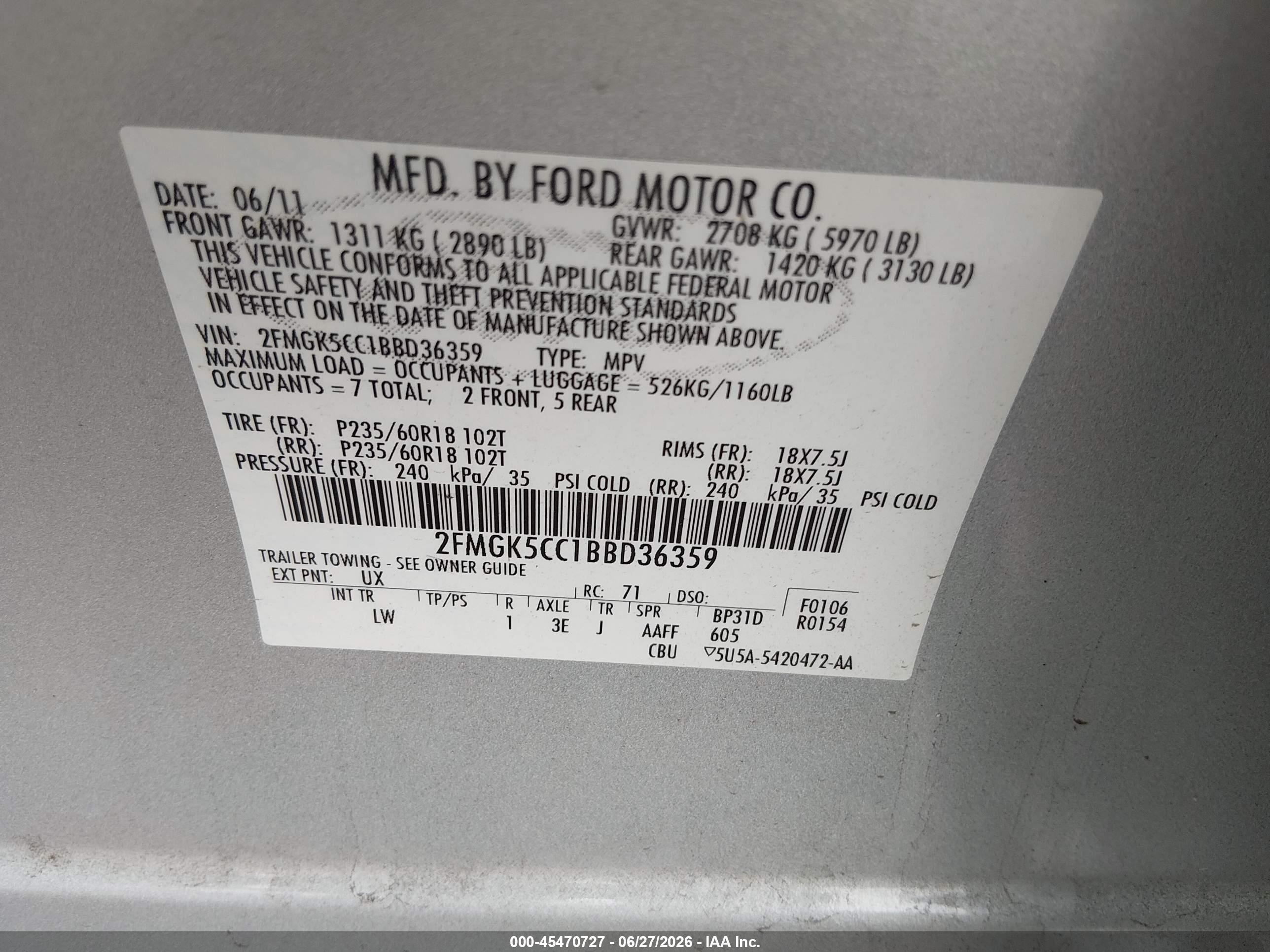 2011 Ford Flex Sel Silver vin: 2FMGK5CC1BBD36359