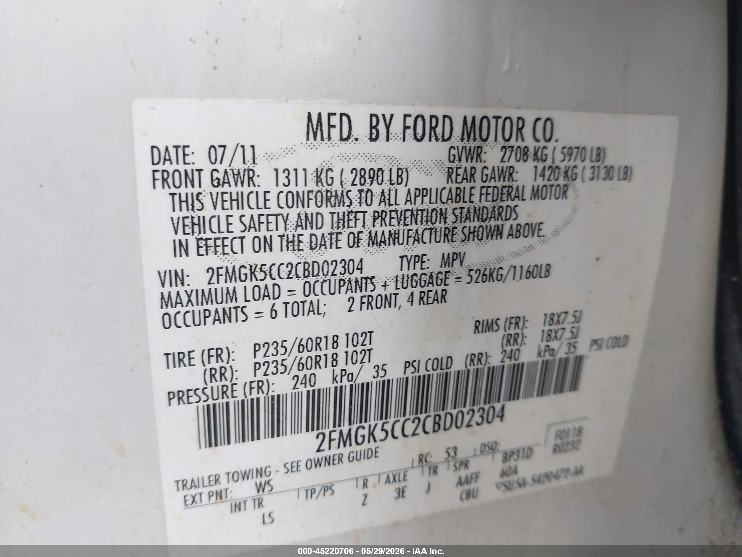 2012 Ford Flex Sel White vin: 2FMGK5CC2CBD02304
