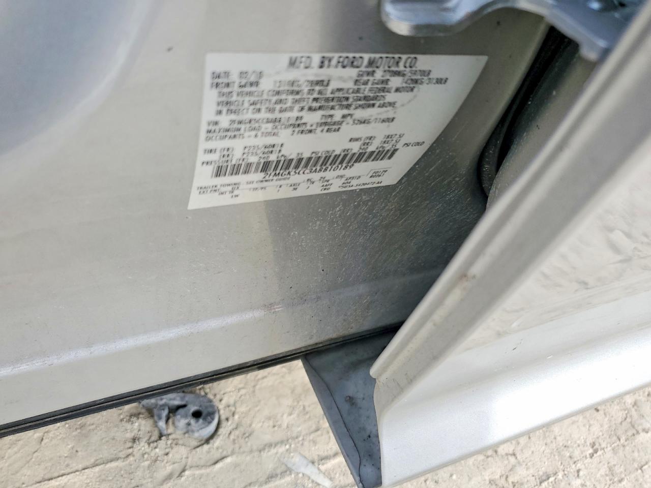 2010 Ford Flex Sel Silver vin: 2FMGK5CC3ABB10189