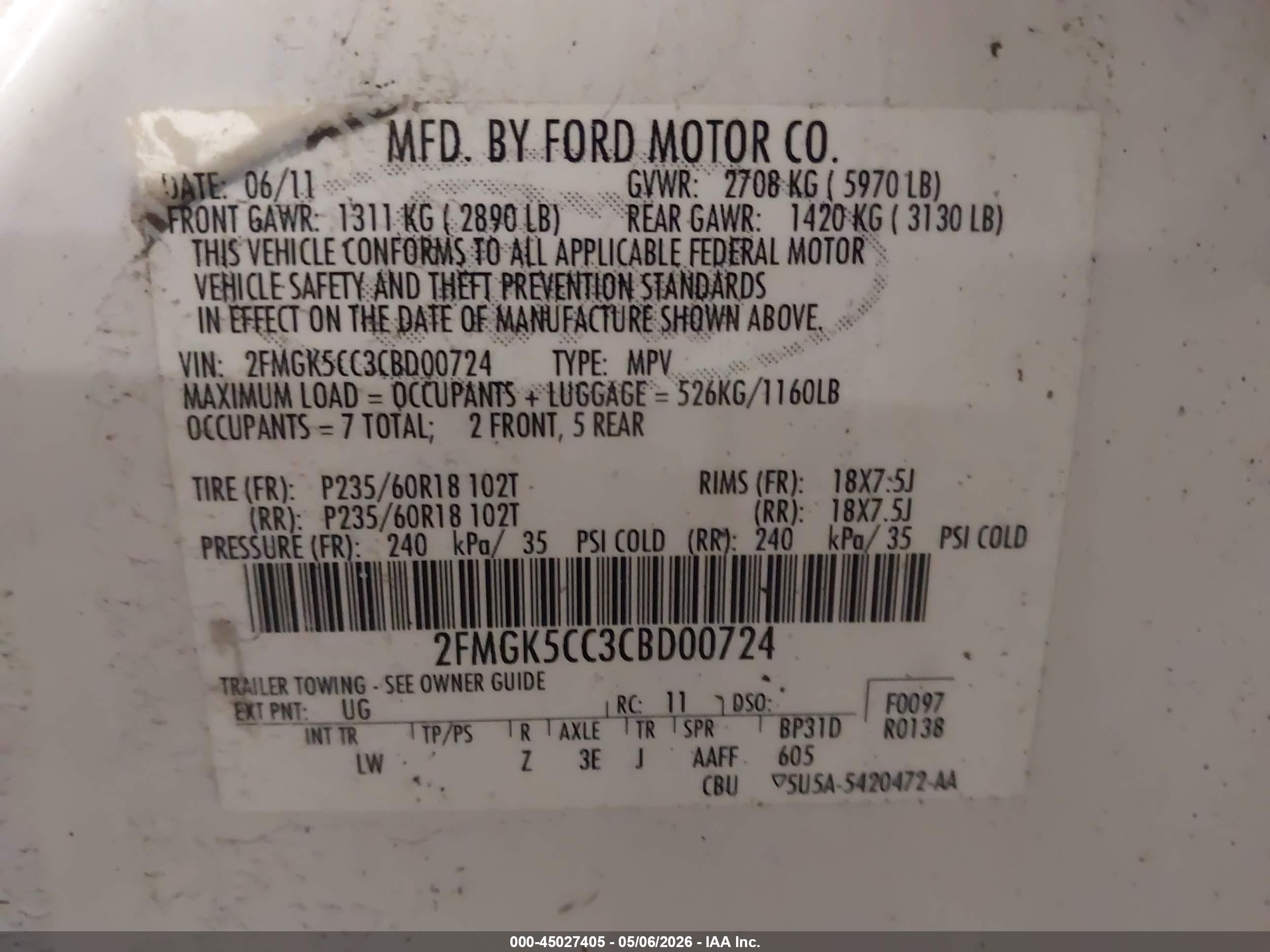 2012 Ford Flex Sel Белый vin: 2FMGK5CC3CBD00724