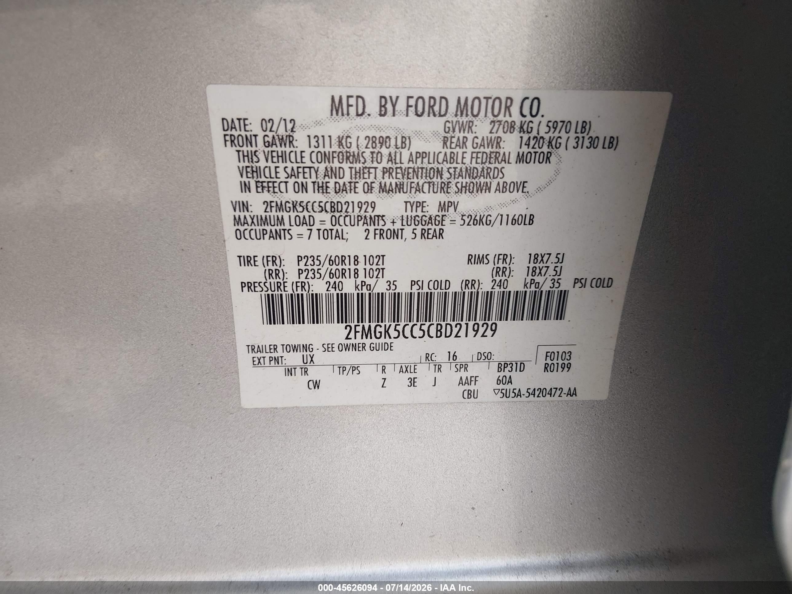 2012 Ford Flex Sel Silver vin: 2FMGK5CC5CBD21929