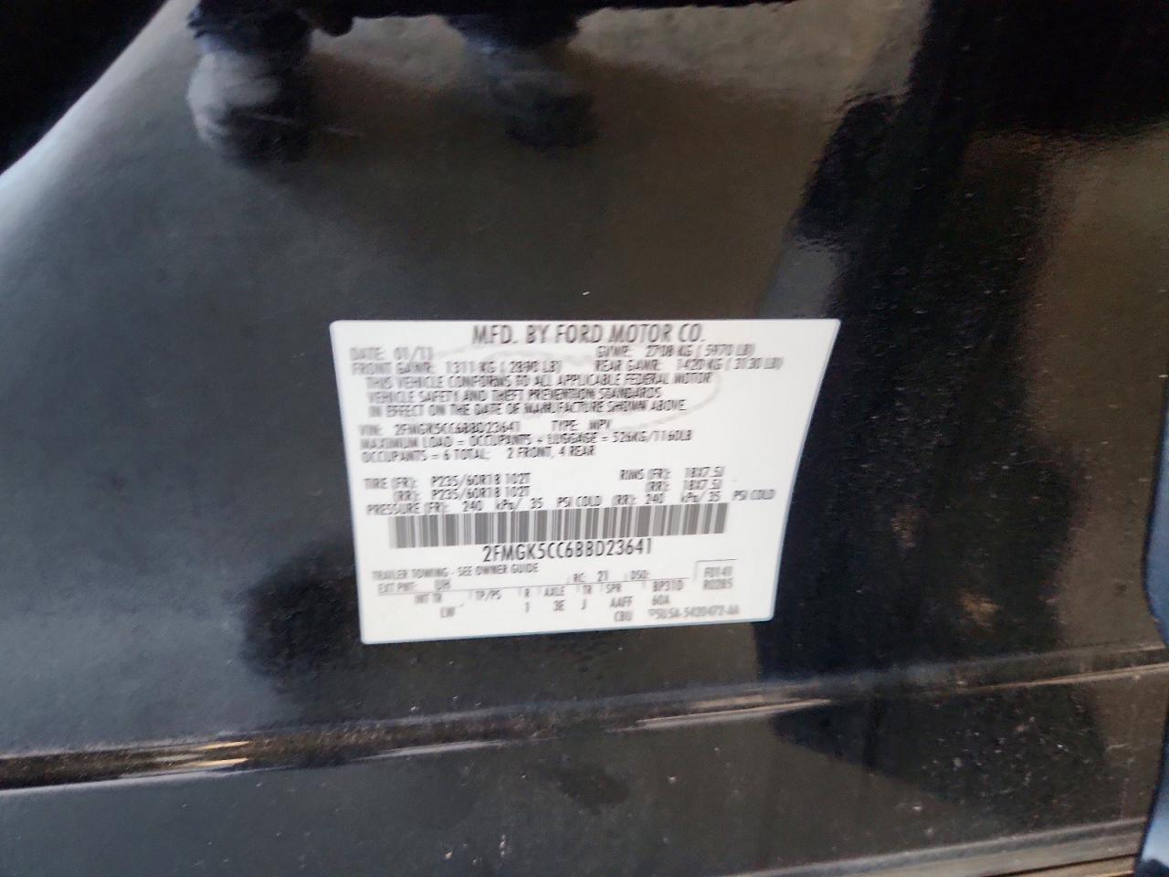2011 Ford Flex Sel Black vin: 2FMGK5CC6BBD23641