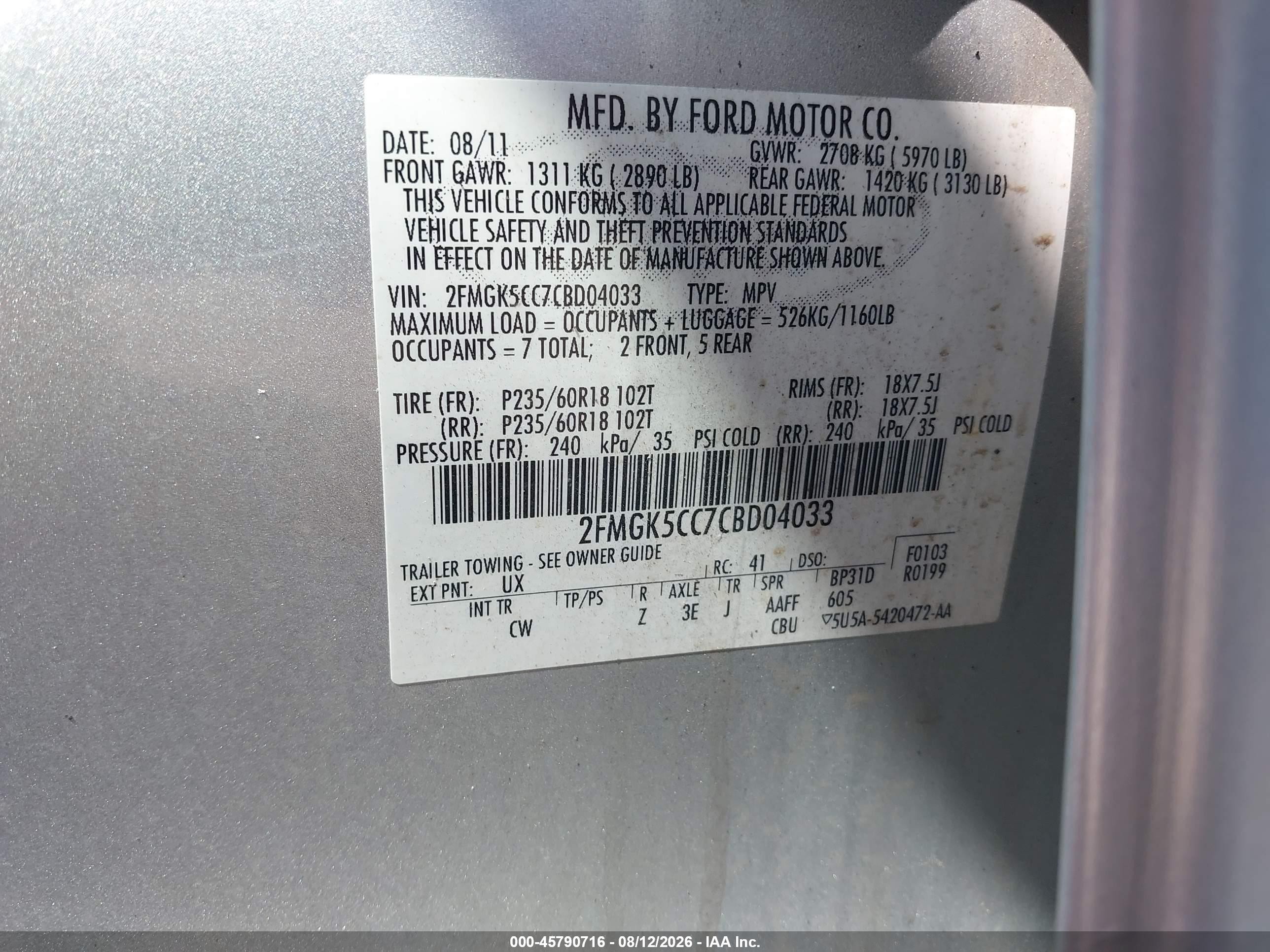 2012 Ford Flex Sel Silver vin: 2FMGK5CC7CBD04033