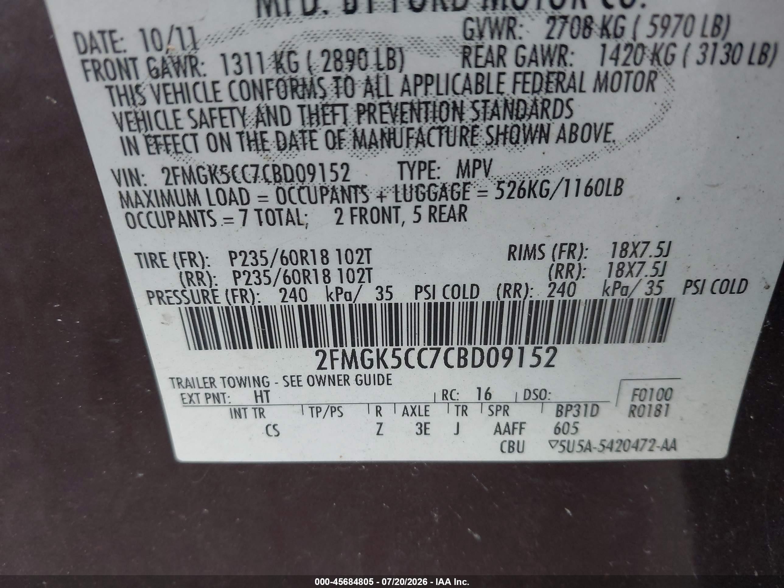 2012 Ford Flex Sel Burgundy vin: 2FMGK5CC7CBD09152