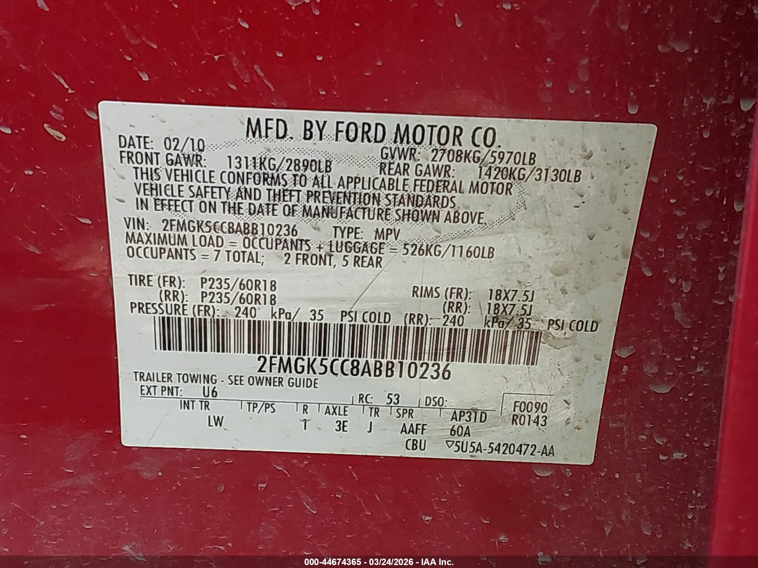 2010 Ford Flex Sel Красный vin: 2FMGK5CC8ABB10236