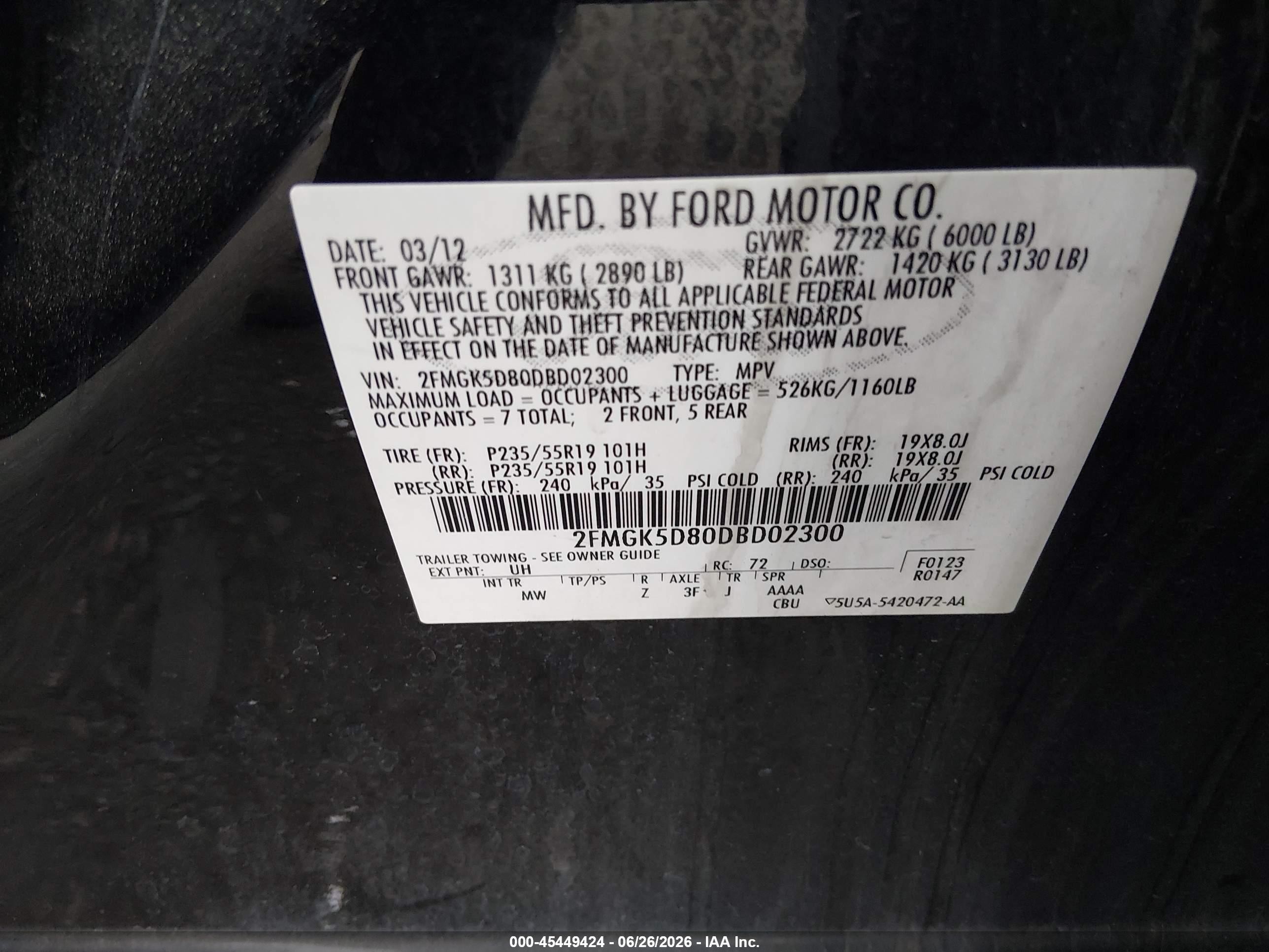 2013 Ford Flex Limited Черный vin: 2FMGK5D80DBD02300