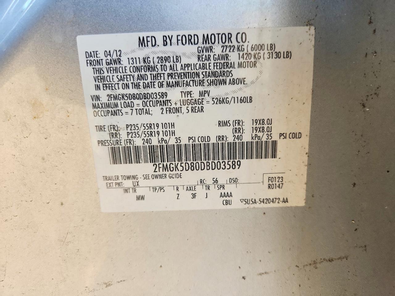 2013 Ford Flex Silver vin: 2FMGK5D80DBD03589