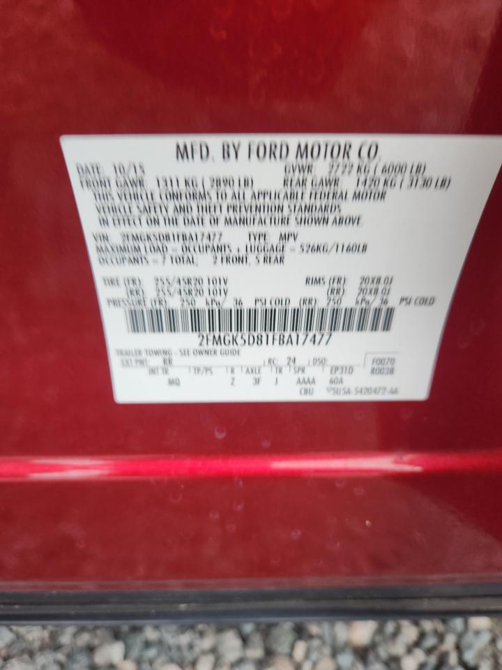 2015 Ford Flex Limited Красный vin: 2FMGK5D81FBA17477