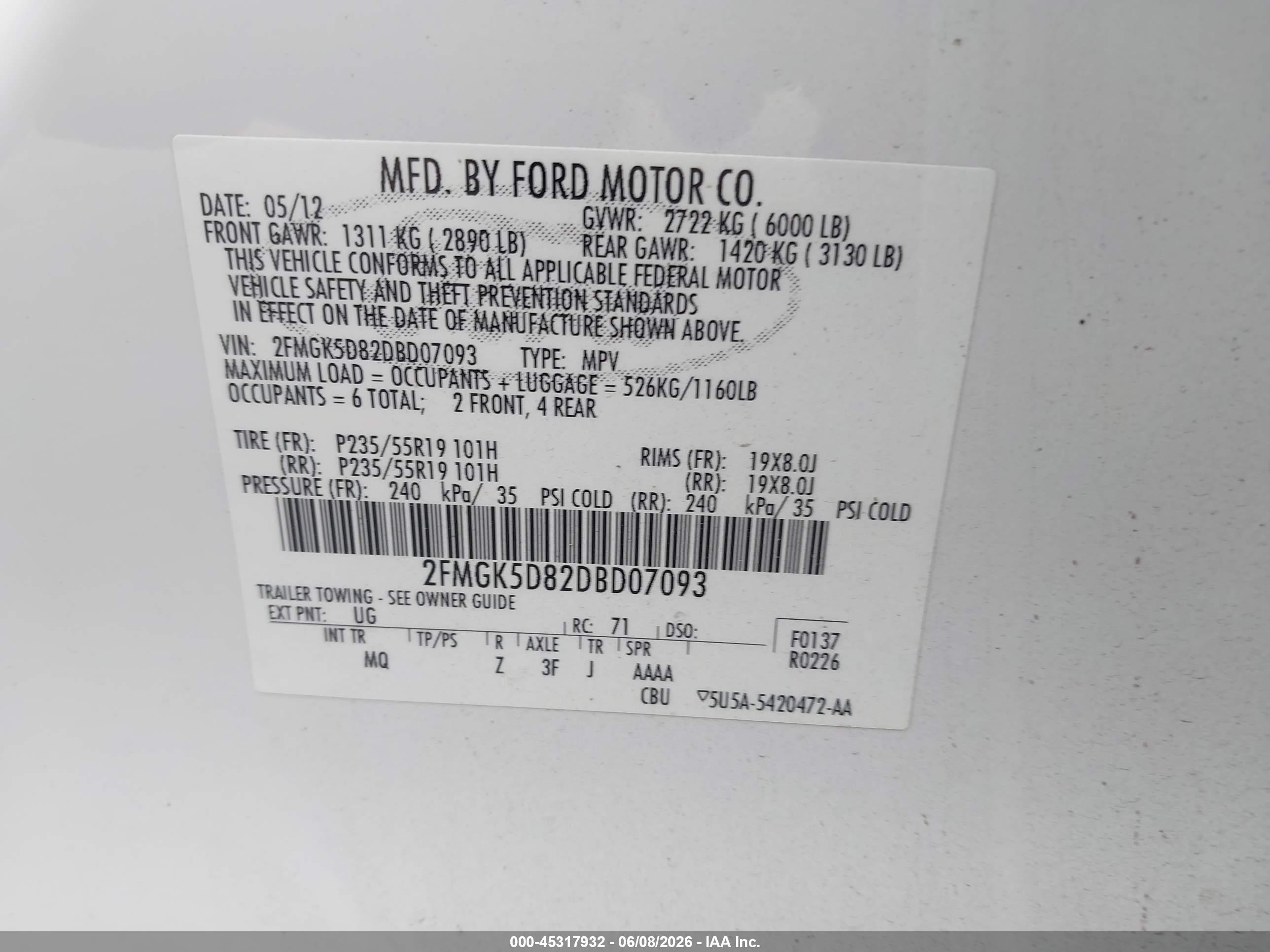 2013 Ford Flex Limited White vin: 2FMGK5D82DBD07093