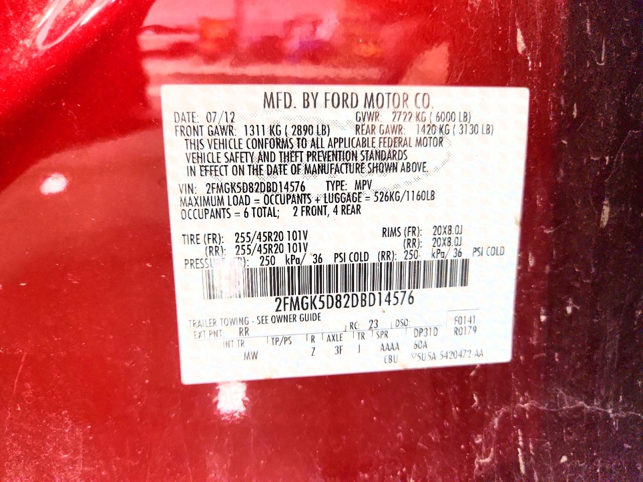 2013 Ford Flex Limited Maroon vin: 2FMGK5D82DBD14576