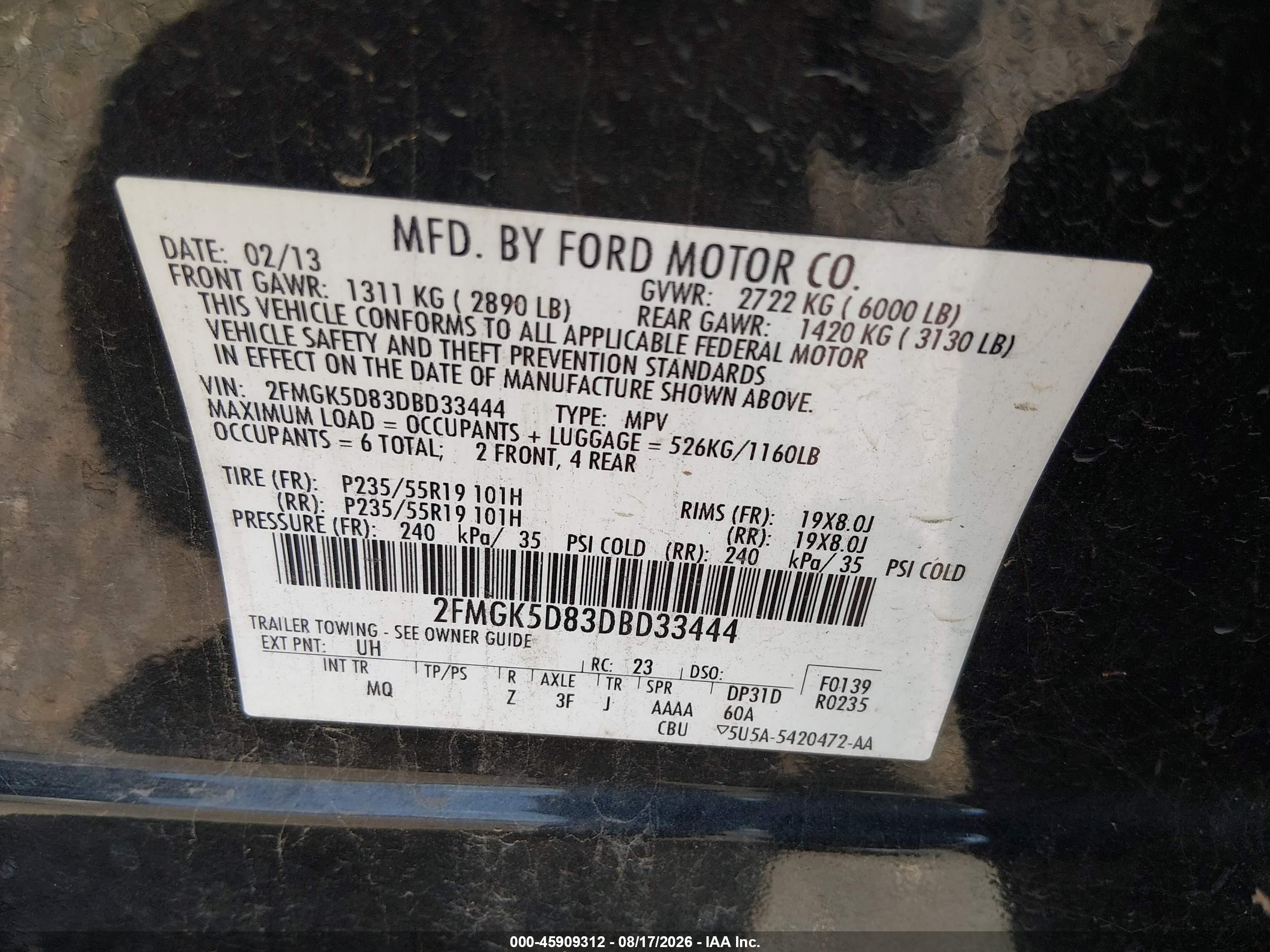 2013 Ford Flex Limited Black vin: 2FMGK5D83DBD33444