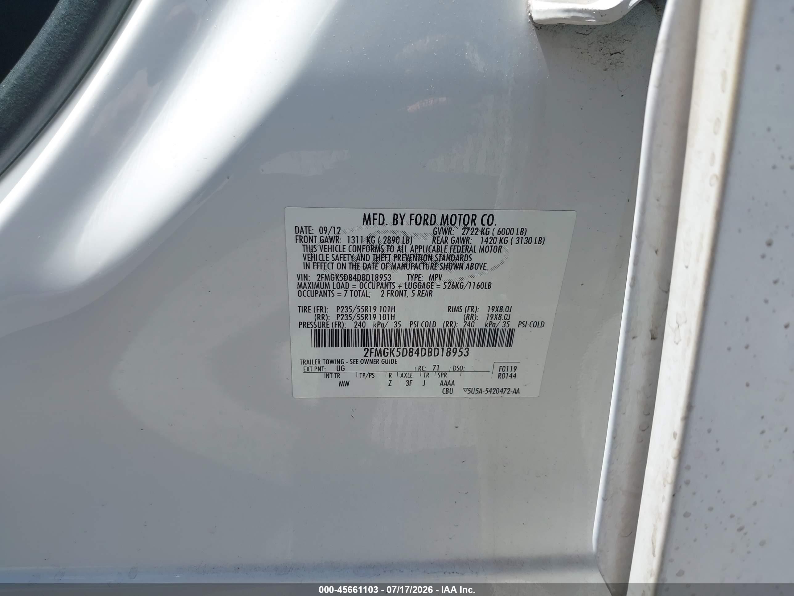 2013 Ford Flex Limited White vin: 2FMGK5D84DBD18953
