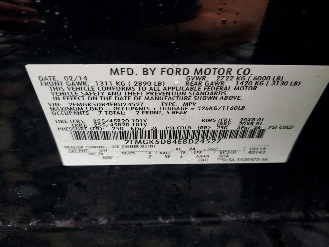 2014 Ford Flex Limited Black vin: 2FMGK5D84EBD24527