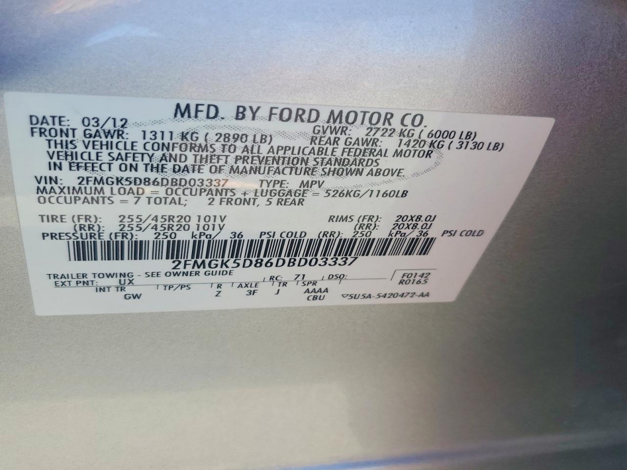 2013 Ford Flex Limited Серебряный vin: 2FMGK5D86DBD03337