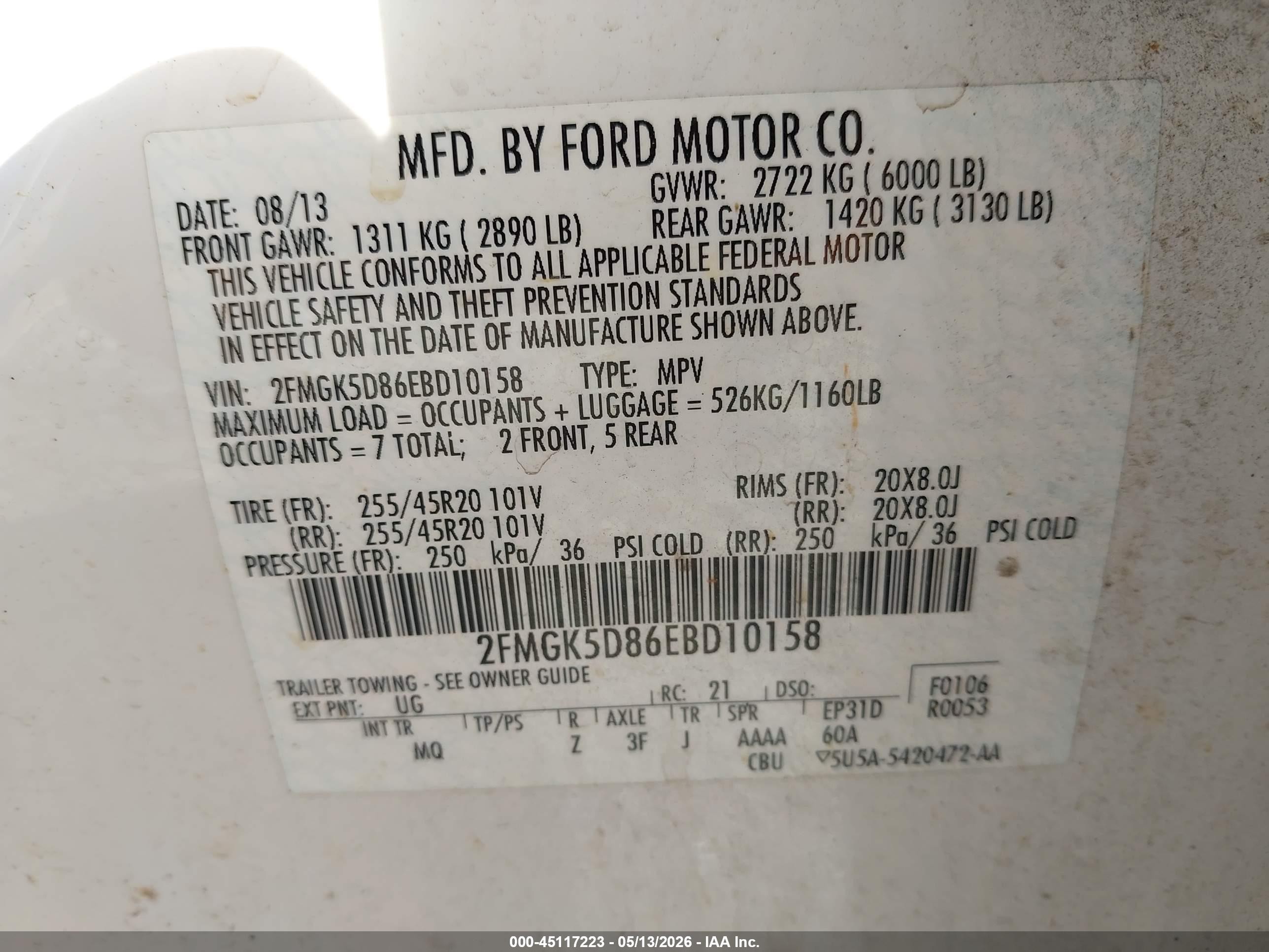 2014 Ford Flex Limited White vin: 2FMGK5D86EBD10158
