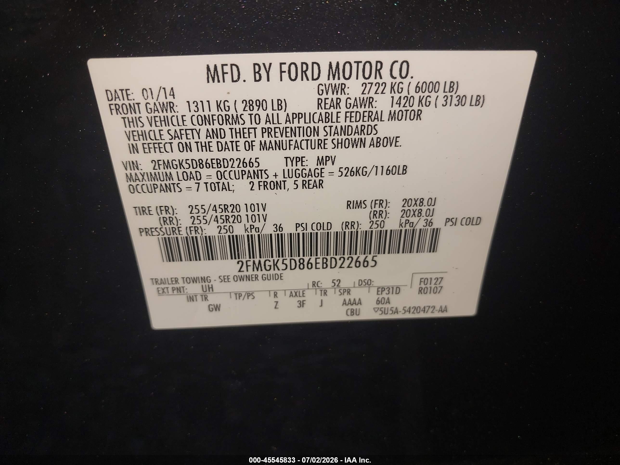 2014 Ford Flex Limited Black vin: 2FMGK5D86EBD22665