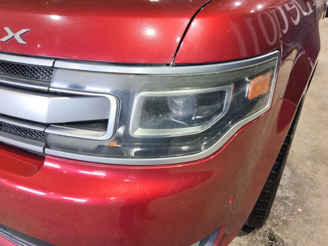 2014 Ford Flex Limited Red vin: 2FMGK5D86EBD23041 Damage: Left Head Lamp, Faded, Acceptable