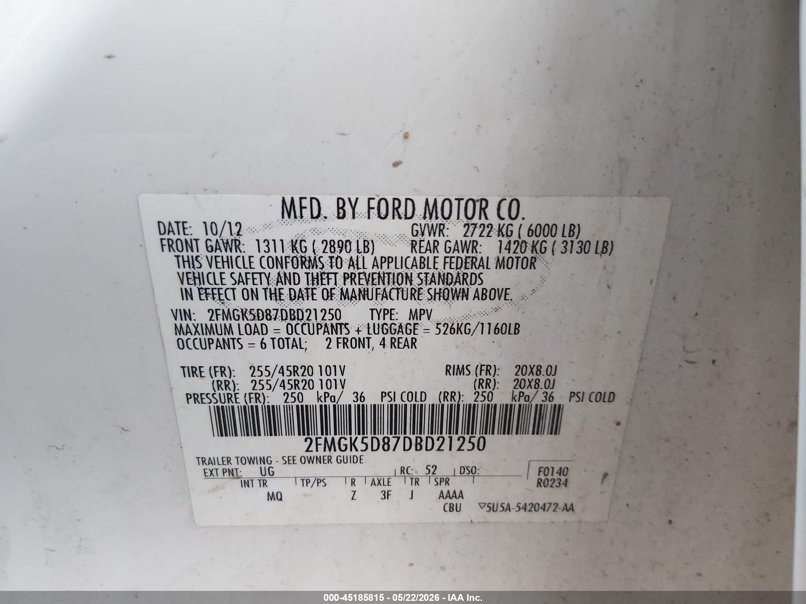 2013 Ford Flex Limited White vin: 2FMGK5D87DBD21250