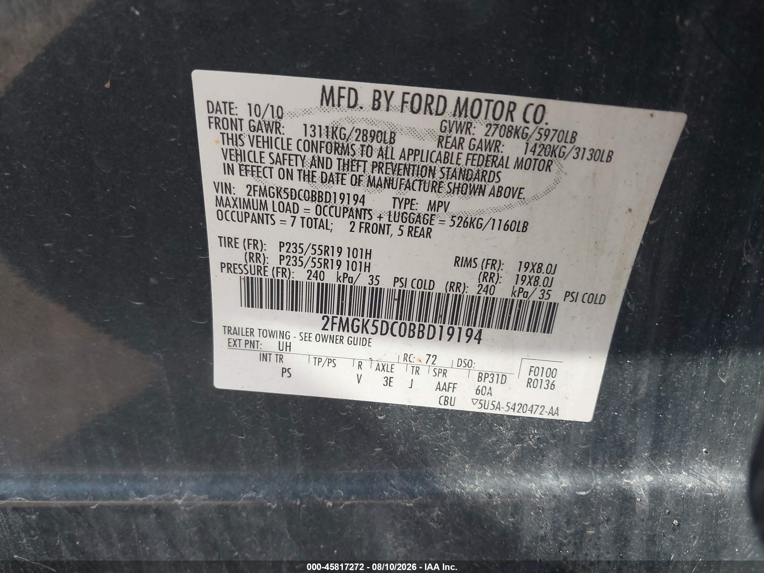 2011 Ford Flex Limited Black vin: 2FMGK5DC0BBD19194