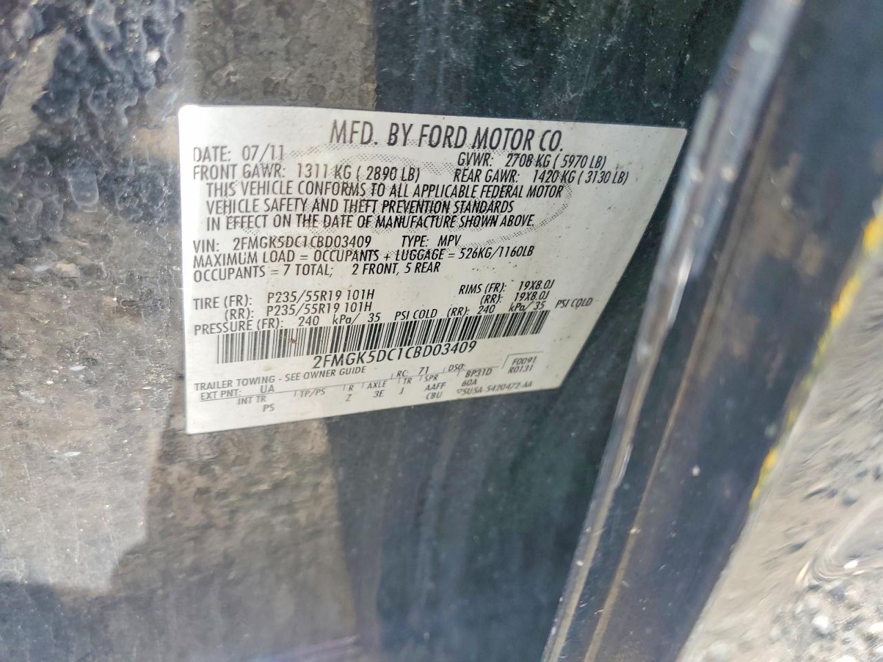 2012 Ford Flex Limited Черный vin: 2FMGK5DC1CBD03409