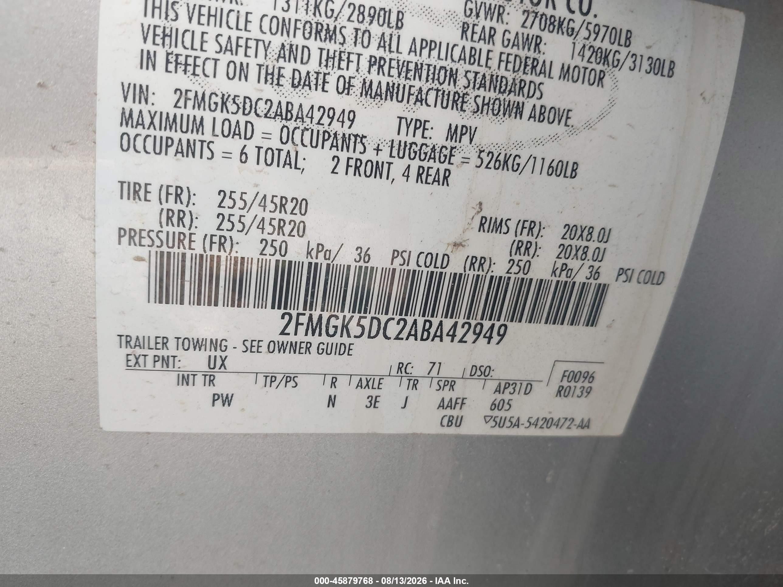 2010 Ford Flex Limited Серебряный vin: 2FMGK5DC2ABA42949