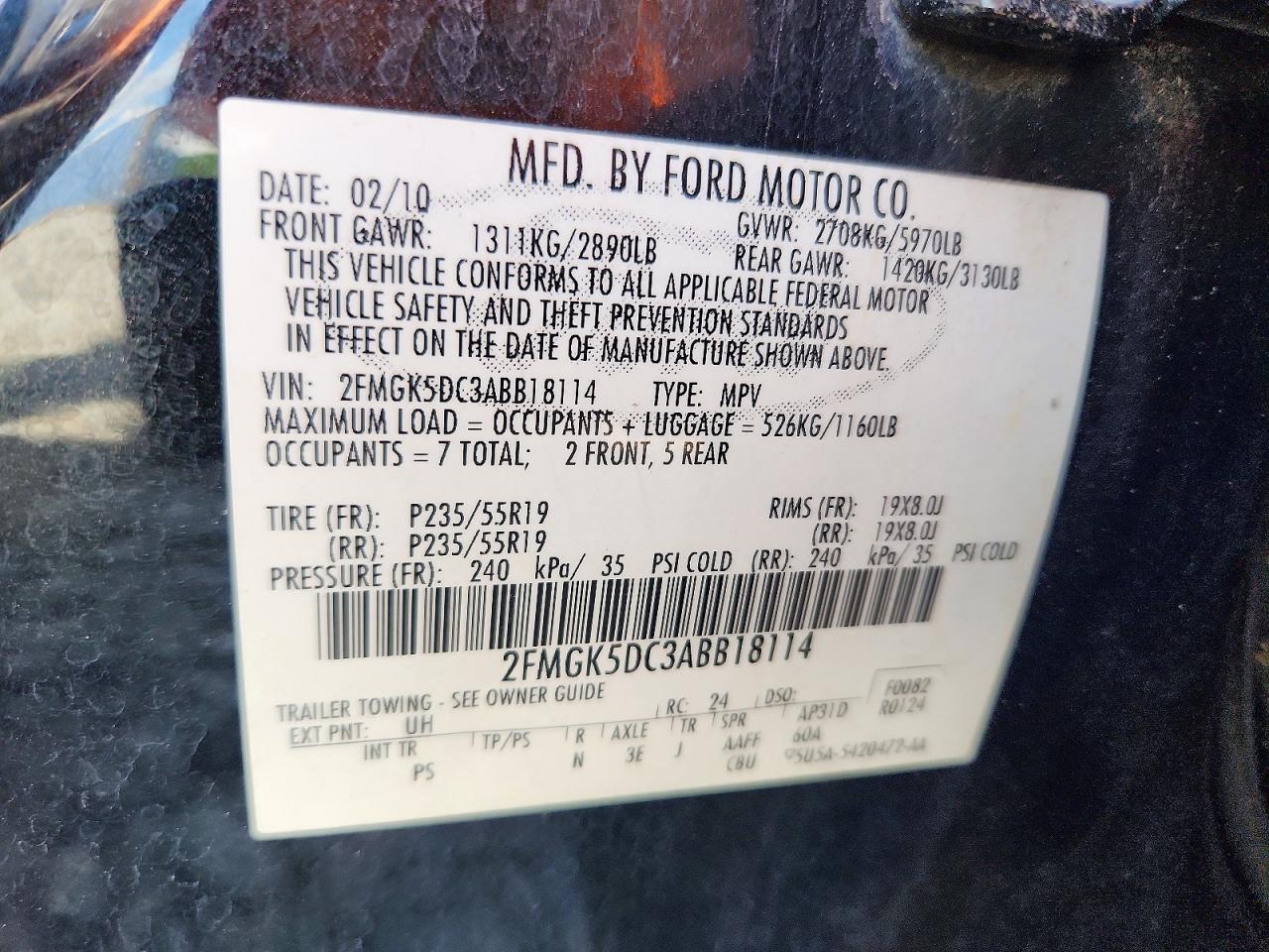 2010 Ford Flex Limited Черный vin: 2FMGK5DC3ABB18114